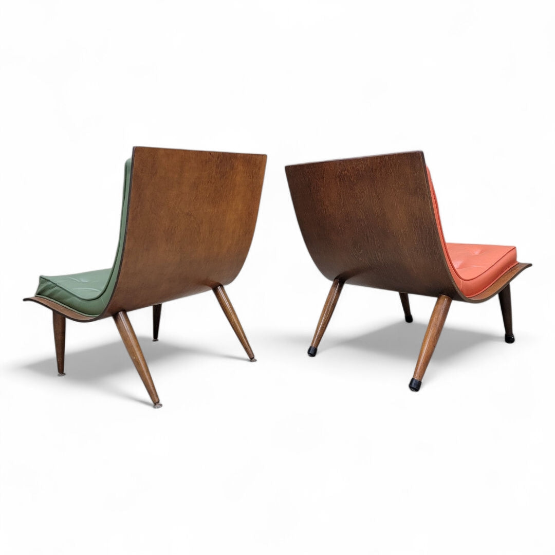 Mid Century Modern Retro His & Hers Bentwood Scoop Chairs - Set of 2