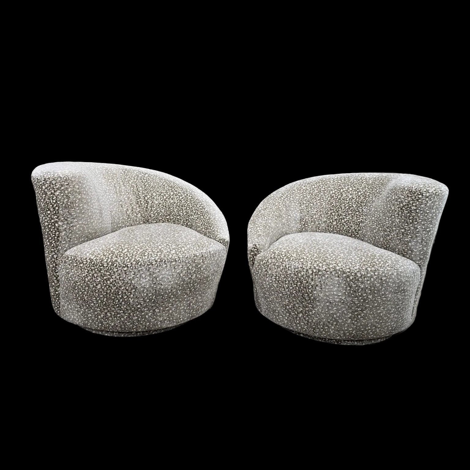 MCM Vladimir Kagan Nautilus Asymmetrical Swivel Lounge Chairs - Pair