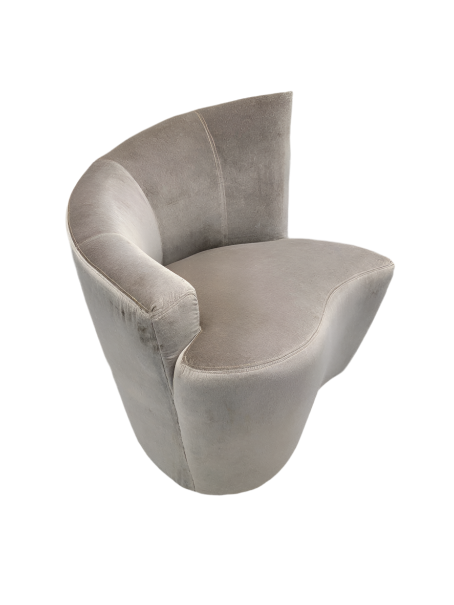 Mid Century Modern Vladimir Kagan Swivel Lounge Chair Newly Upholstered in Velvet