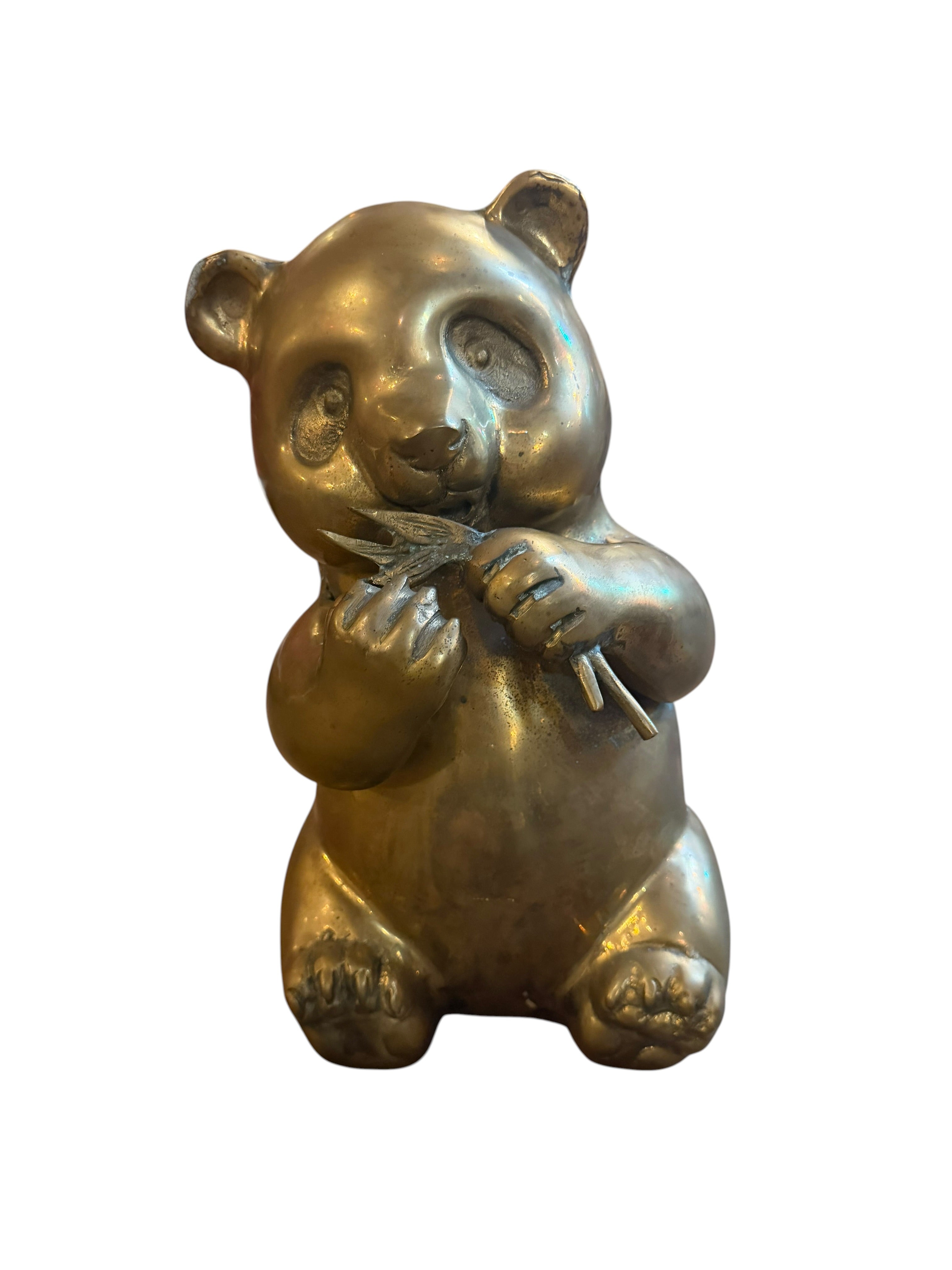 MCM Brass Panda Statue Figurine