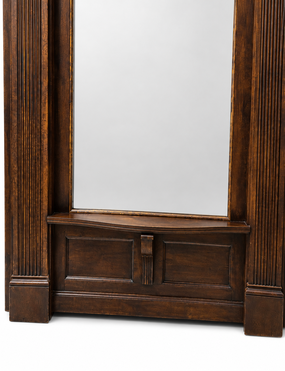 Monumental Restored Chicago Architectural Salvage Mahogany Pier / Hall Mirror