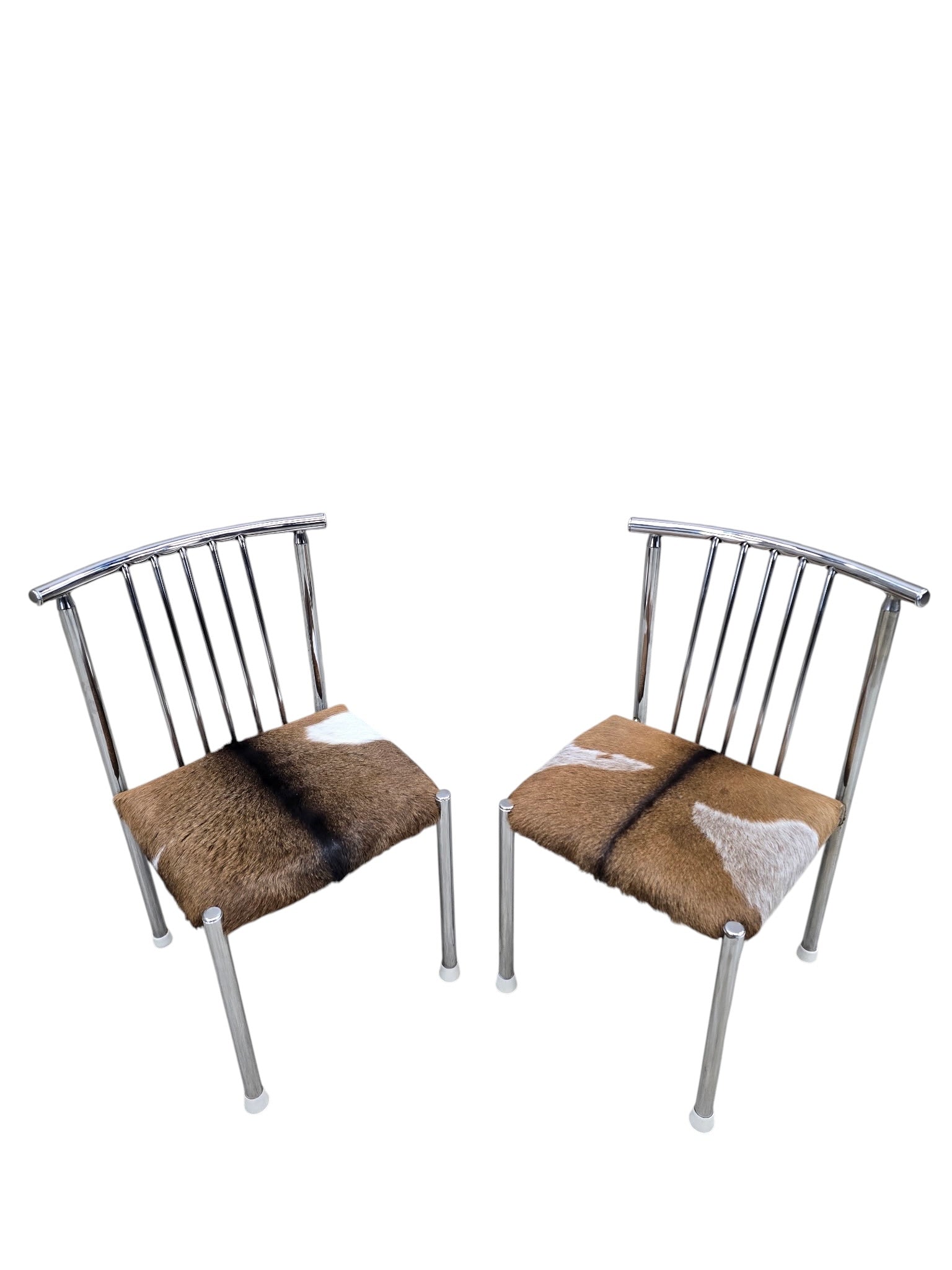 MCM B. Brody Chrome Spindle Back Side Chairs Newly Reupholstered – Pair