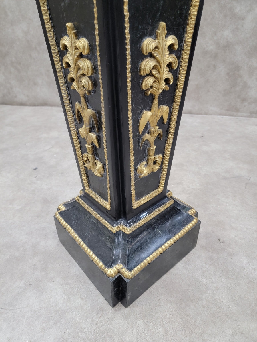 Antique French Black Marble with Gold Gild Pedestal Stand