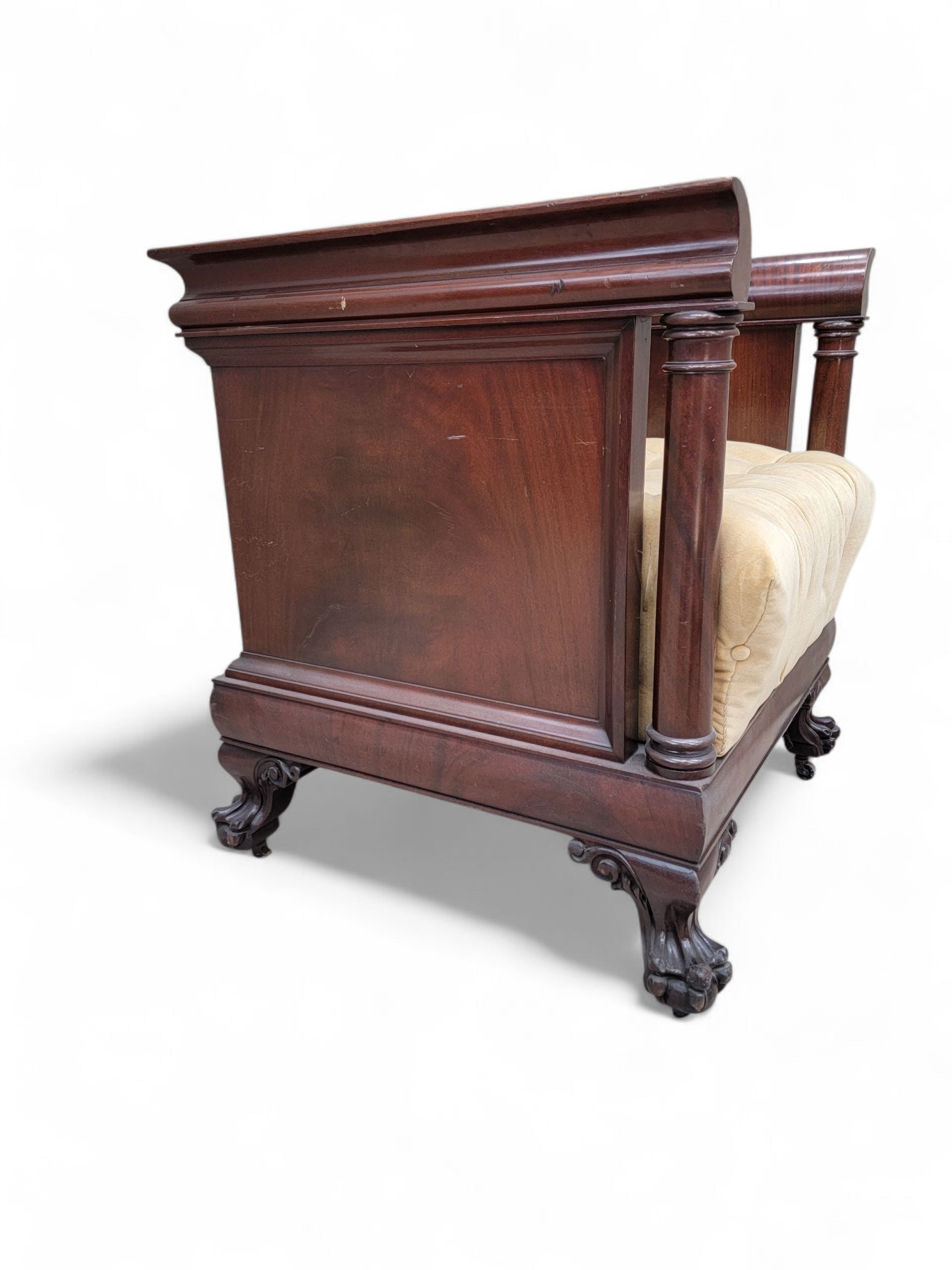Antique English Colonial Mahogany Cube Chair