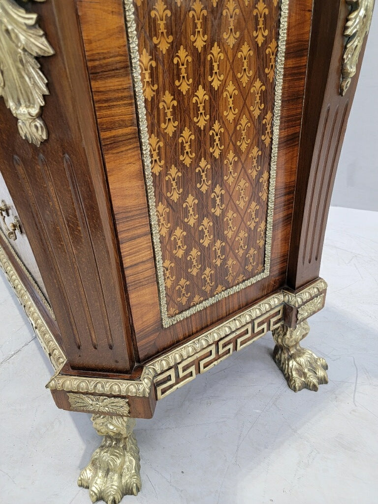 Antique French Empire Style Marquetry Inlay Chest Commode