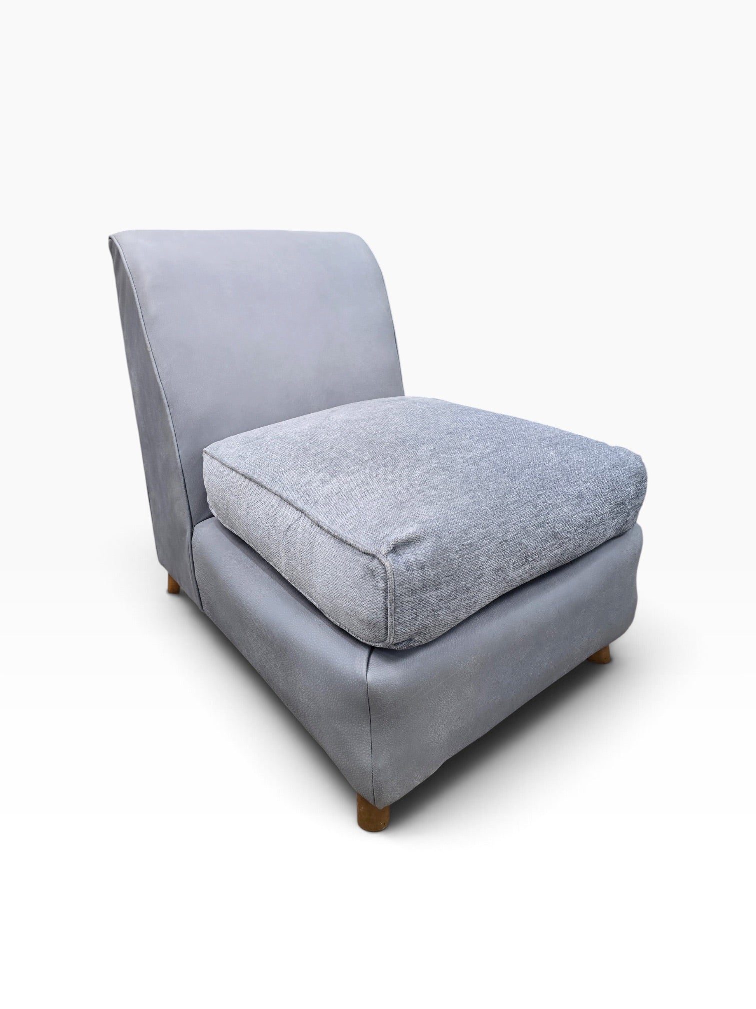 Mid Century Modern Heywood Wakefield Modular Sectional Sofa Newly Reupholstered in Powder Blue Holly Hunt Leather
