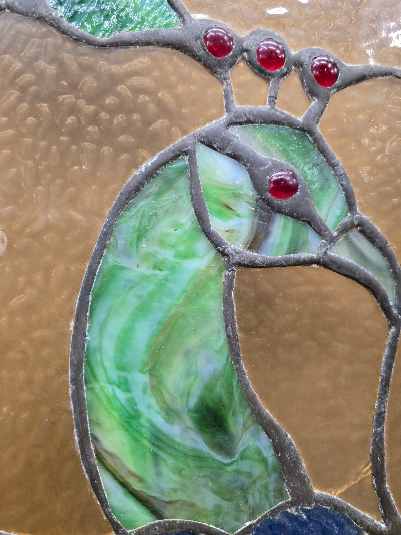 Peacock Design Stained Glass Window