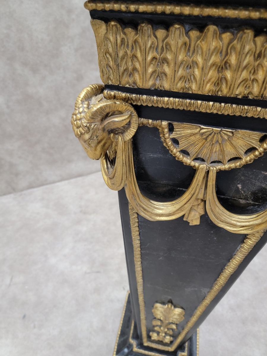 Antique French Black Marble with Gold Gild Pedestal Stand