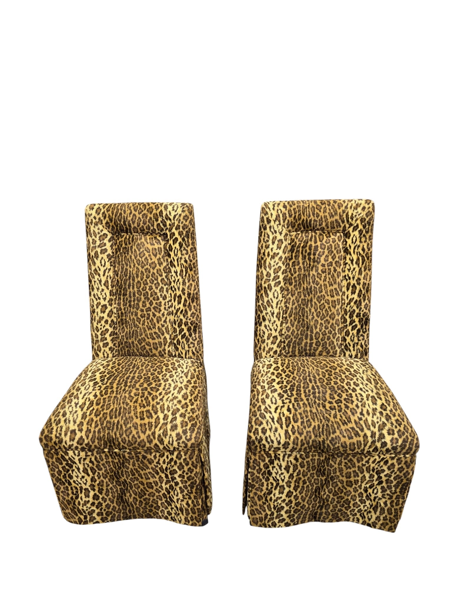 Vintage Henredon Style High-Back Skirted Side Chairs – Pair
