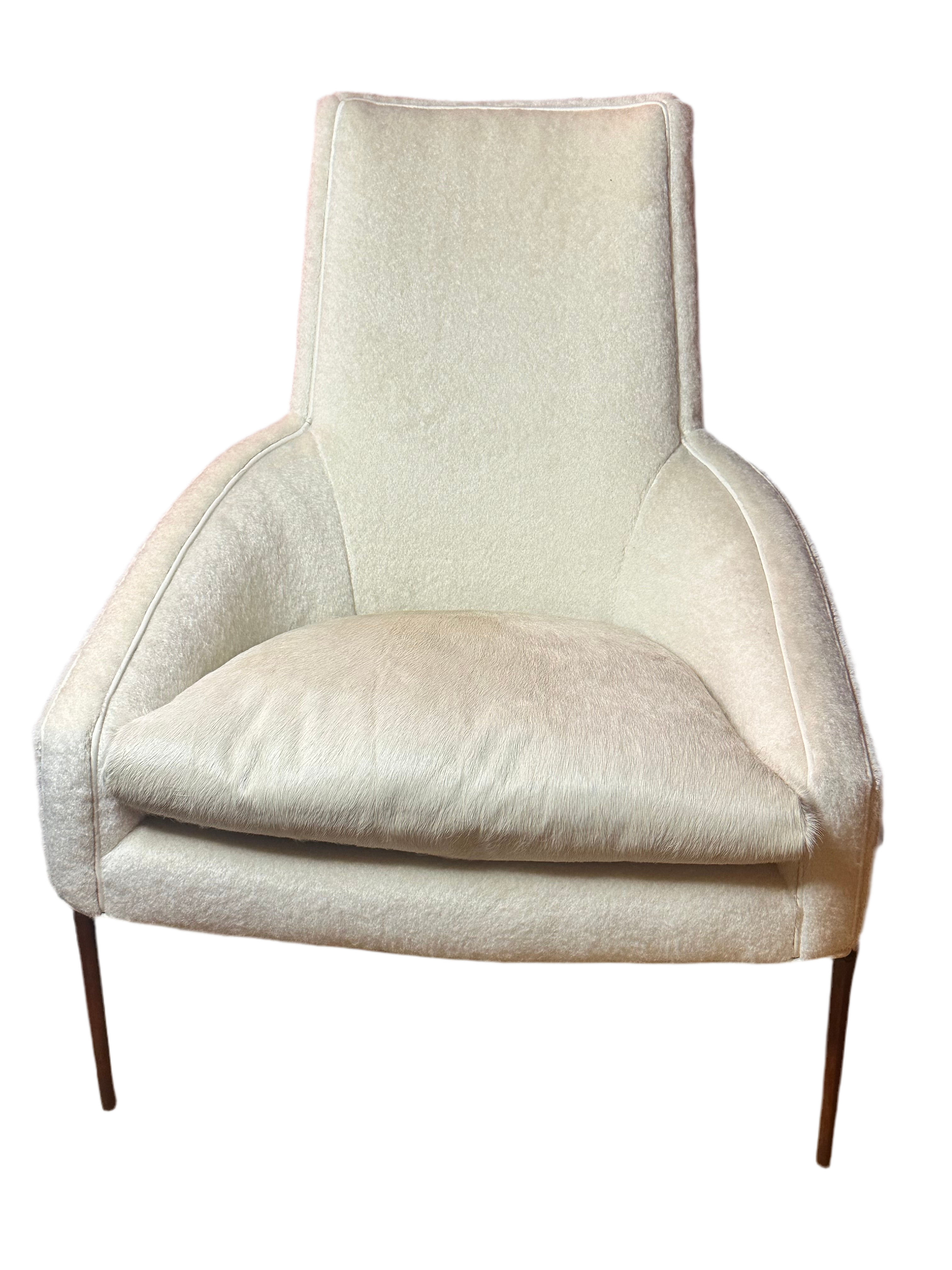 Mid Century Modern Lawrence Peabody High Back Lounge Chair Newly Upholstered