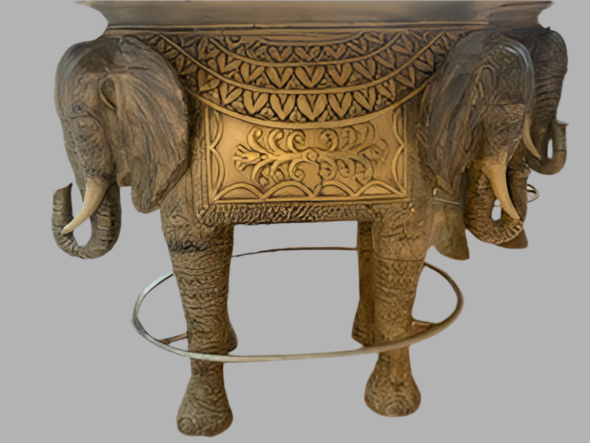 Vintage Asian Modern Hancock & Moore Style Elephant Bar Table
