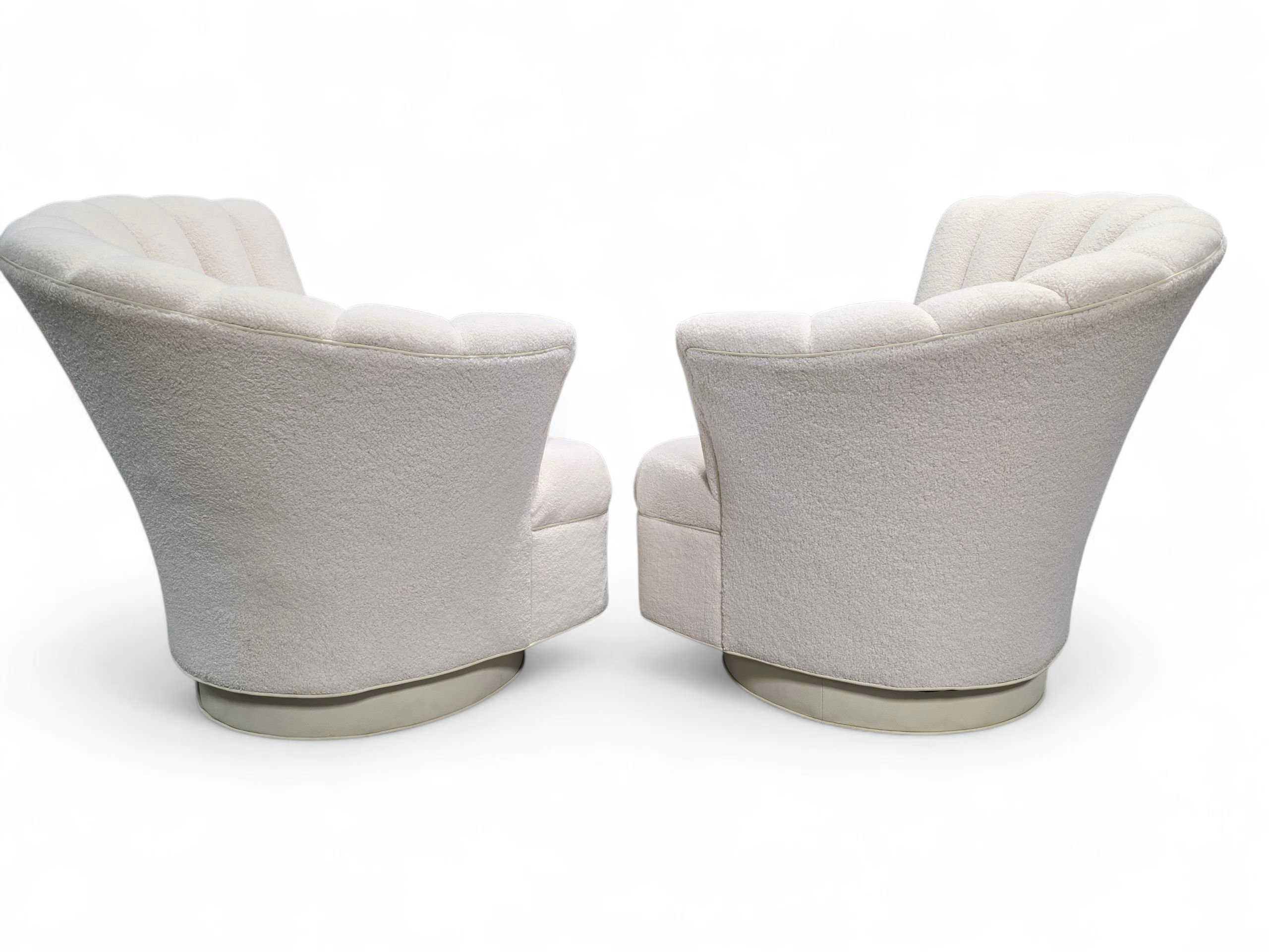 HOLD - Hollywood Regency Art Deco Style Asymmetrical Channel Back Chairs Newly Reupholstered in Boucle - Set of 2