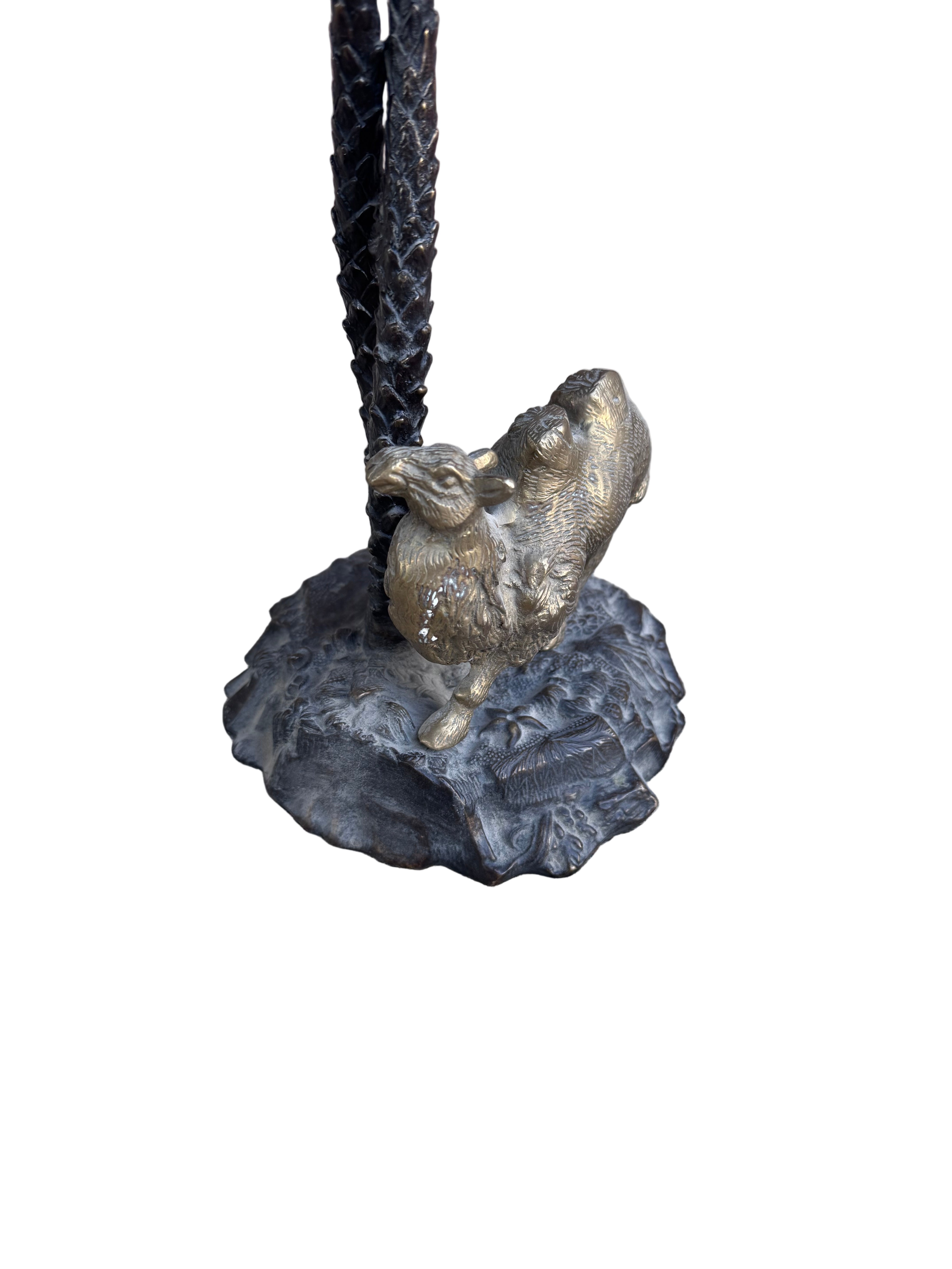 Anglo Indian Bronze Serving Bowl on a Palm Tree Stand with Camel
