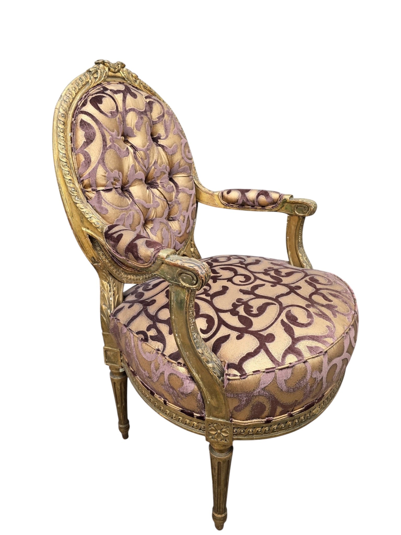 Antique French Louis XV Style Fauteuil Chairs Newly Reupholstered - Pair