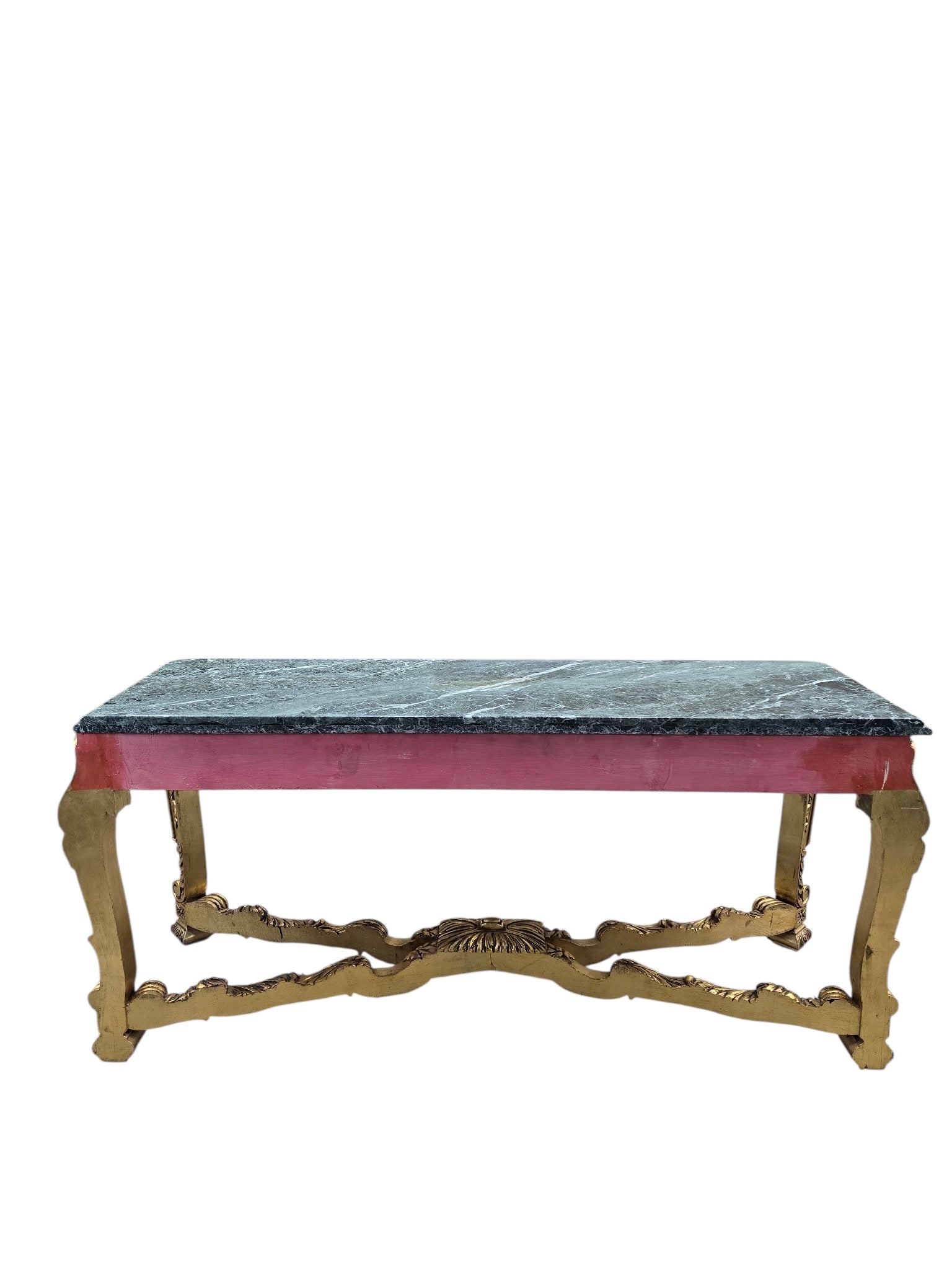 Antique French Louis XV Style Carved Giltwood Console Table with Marble Top