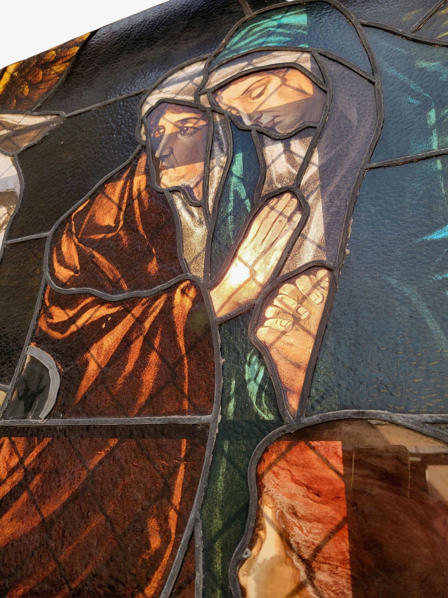 Antique Monumental Tiffany Style Salvaged "Easter" Stained Glass Window