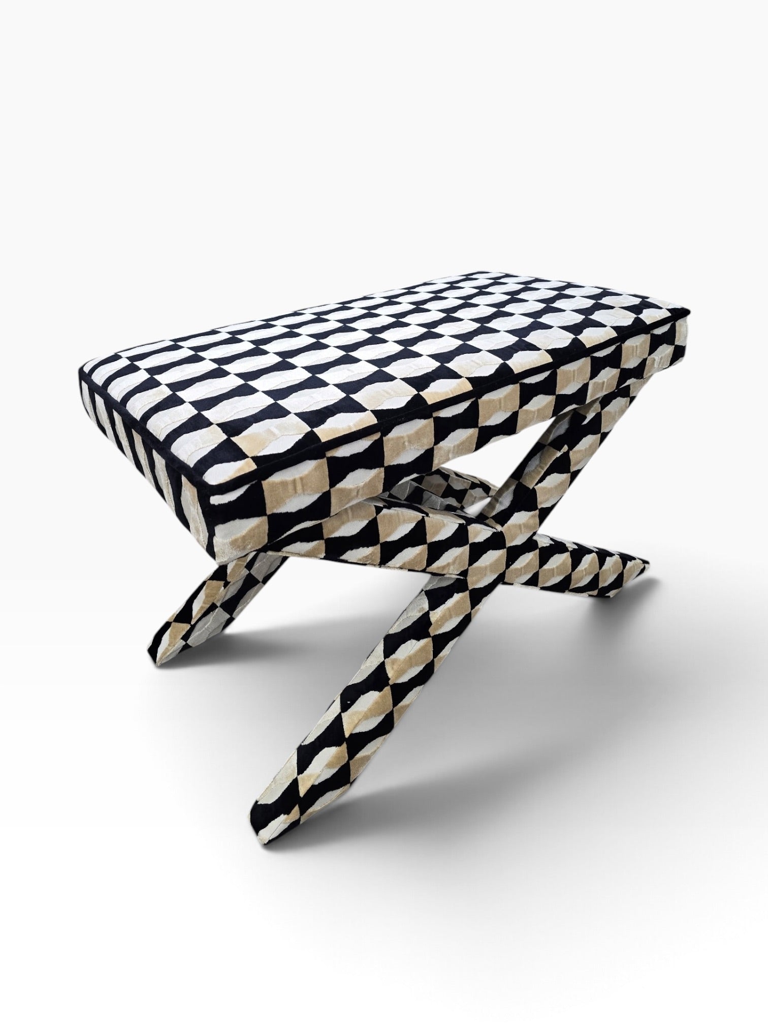 MCM X Base Ottomans/Benches Newly Reupholstered - Pair