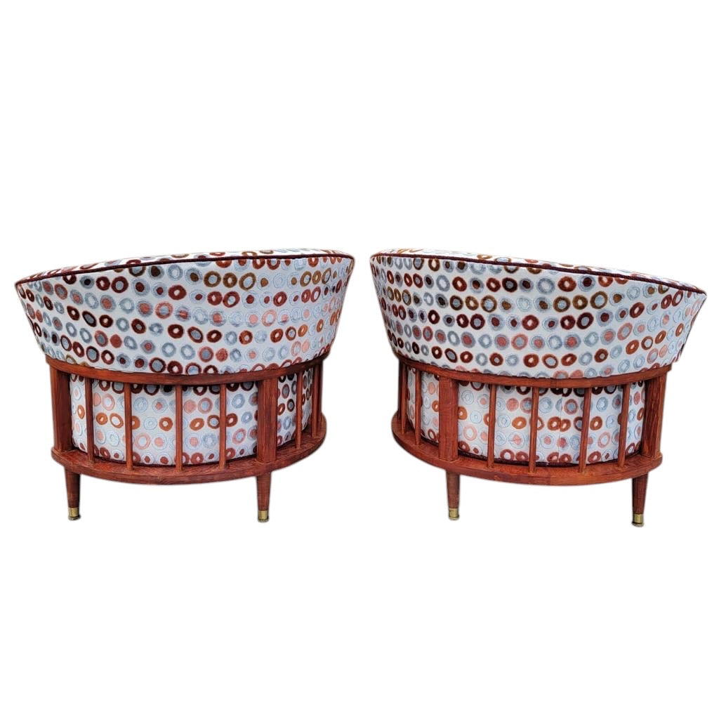 MCM Barrel Back Club Chairs Newly Reupholstered - Pair