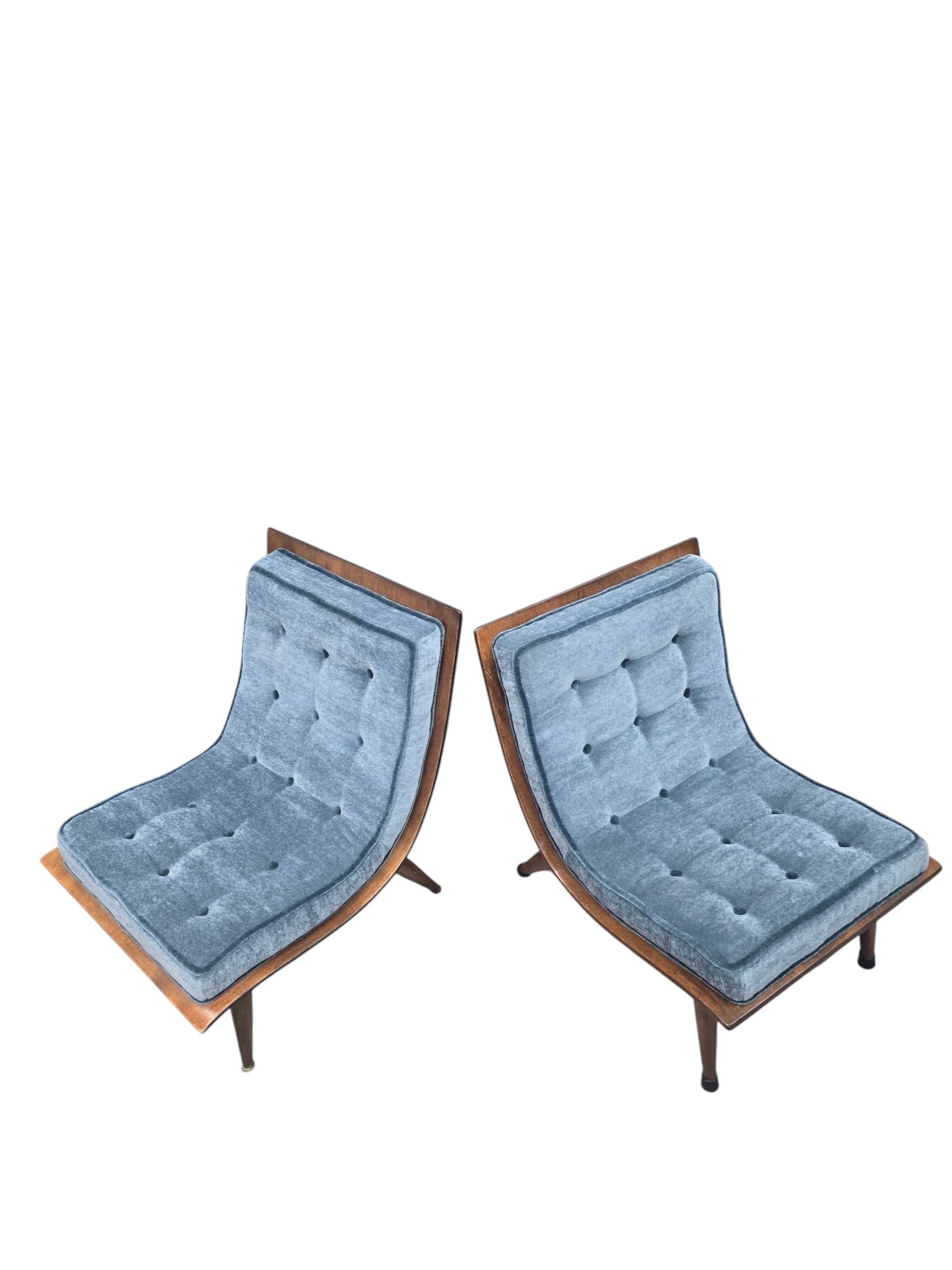 MCM Bentwood Scoop Chairs by Carter Brothers Newly Reupholstered - Set of 2
