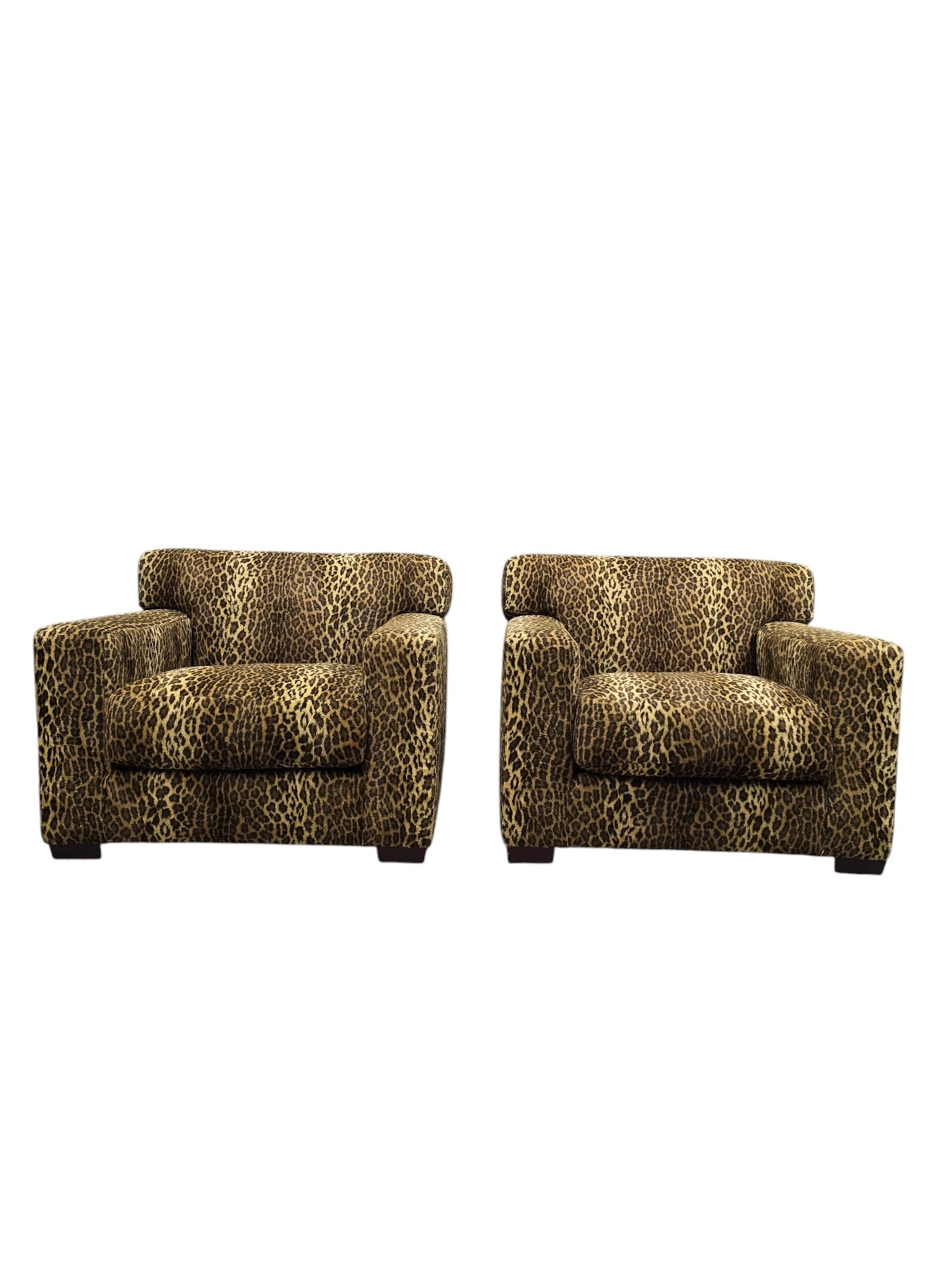 Vintage Henredon High Point Oversized Cube Club Chairs – Pair