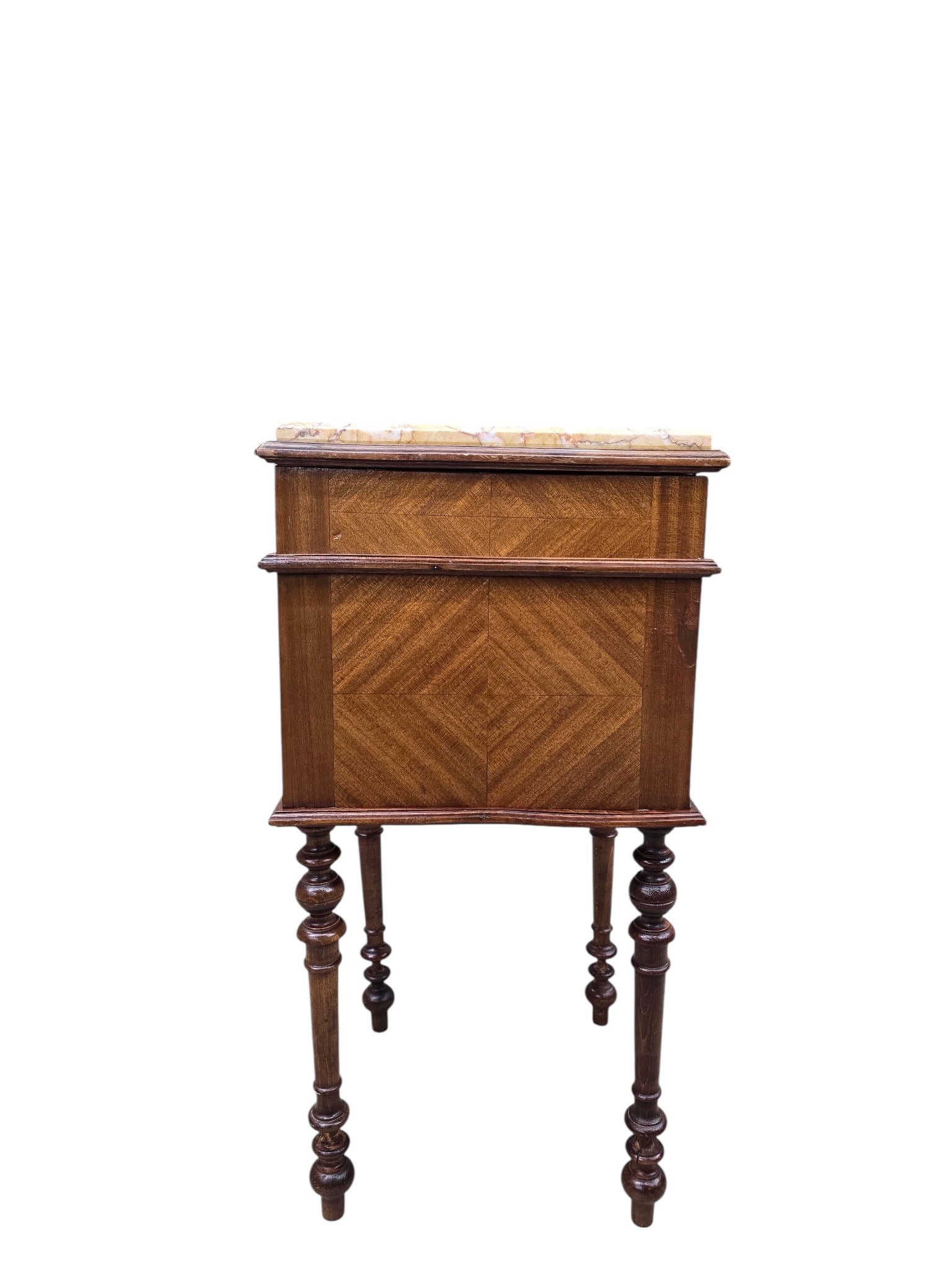 Antique French Carved Ornate Marble Top Smoking Storage Table