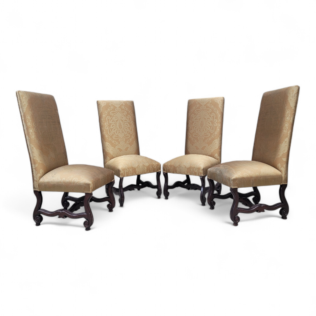 New - Vintage Italian Regency Style High Back Walnut Legs Dinning Chairs - Set of 8