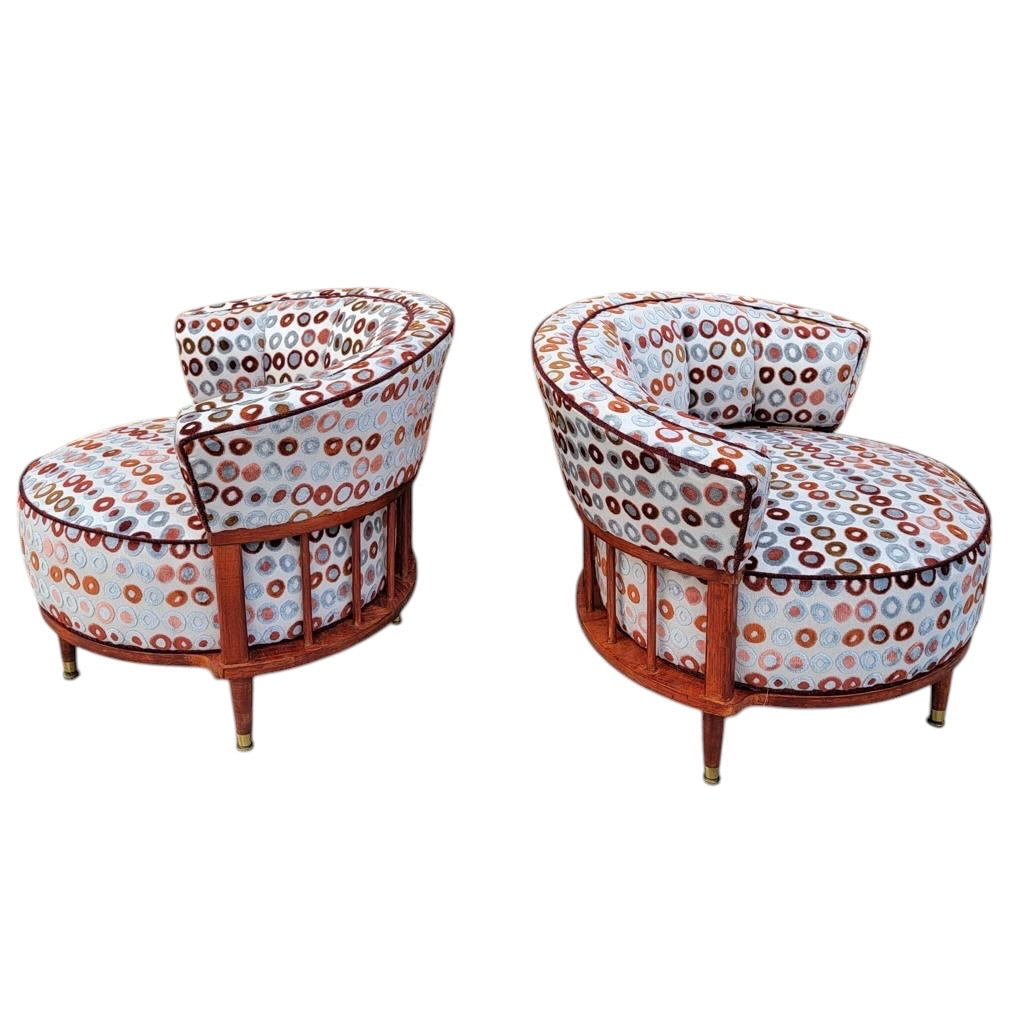 MCM Barrel Back Club Chairs Newly Reupholstered - Pair