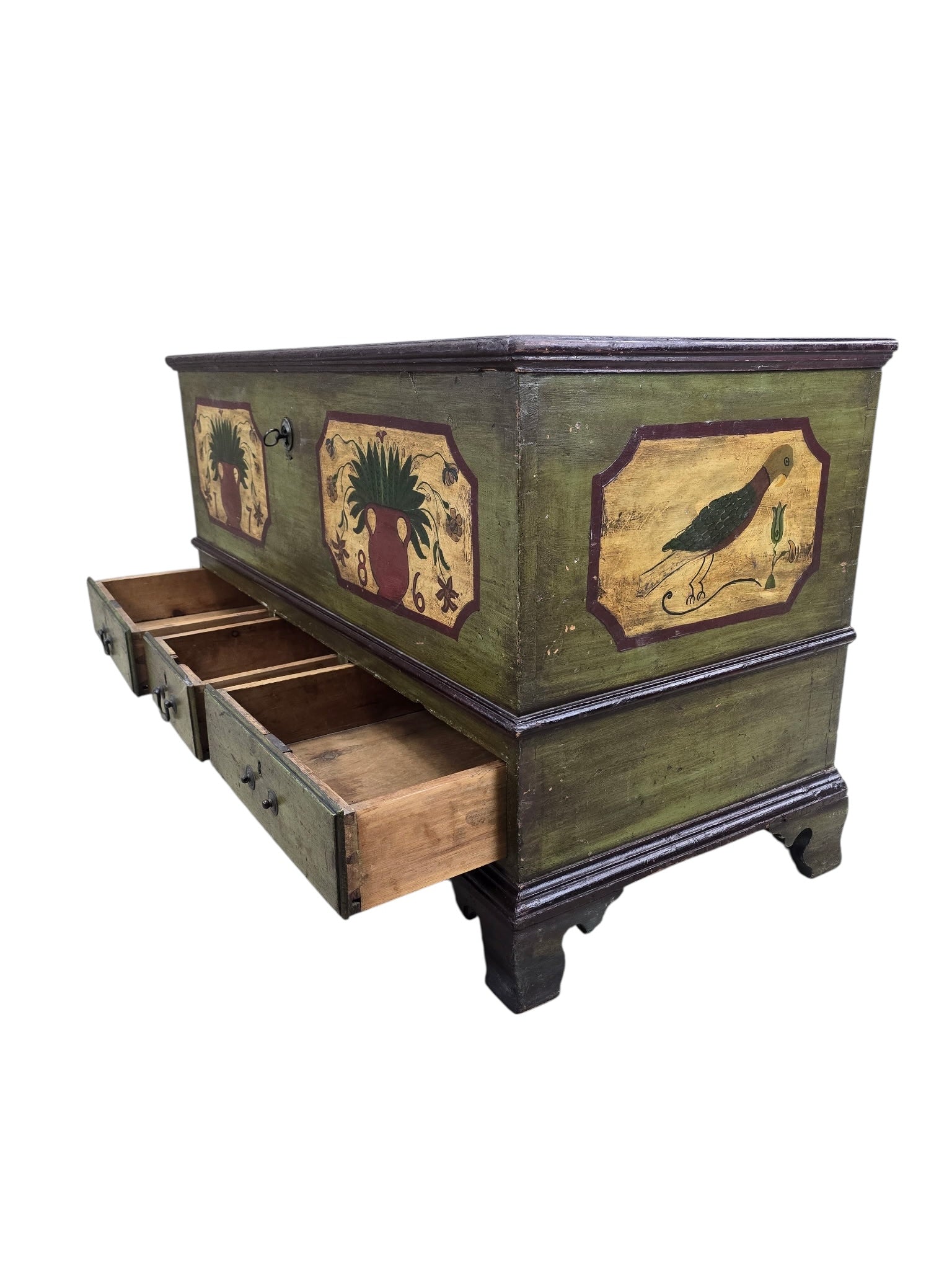 Antique Pennsylvania Dutch Folk Art Painted Blanket Chest / Hope Chest Dated 1786