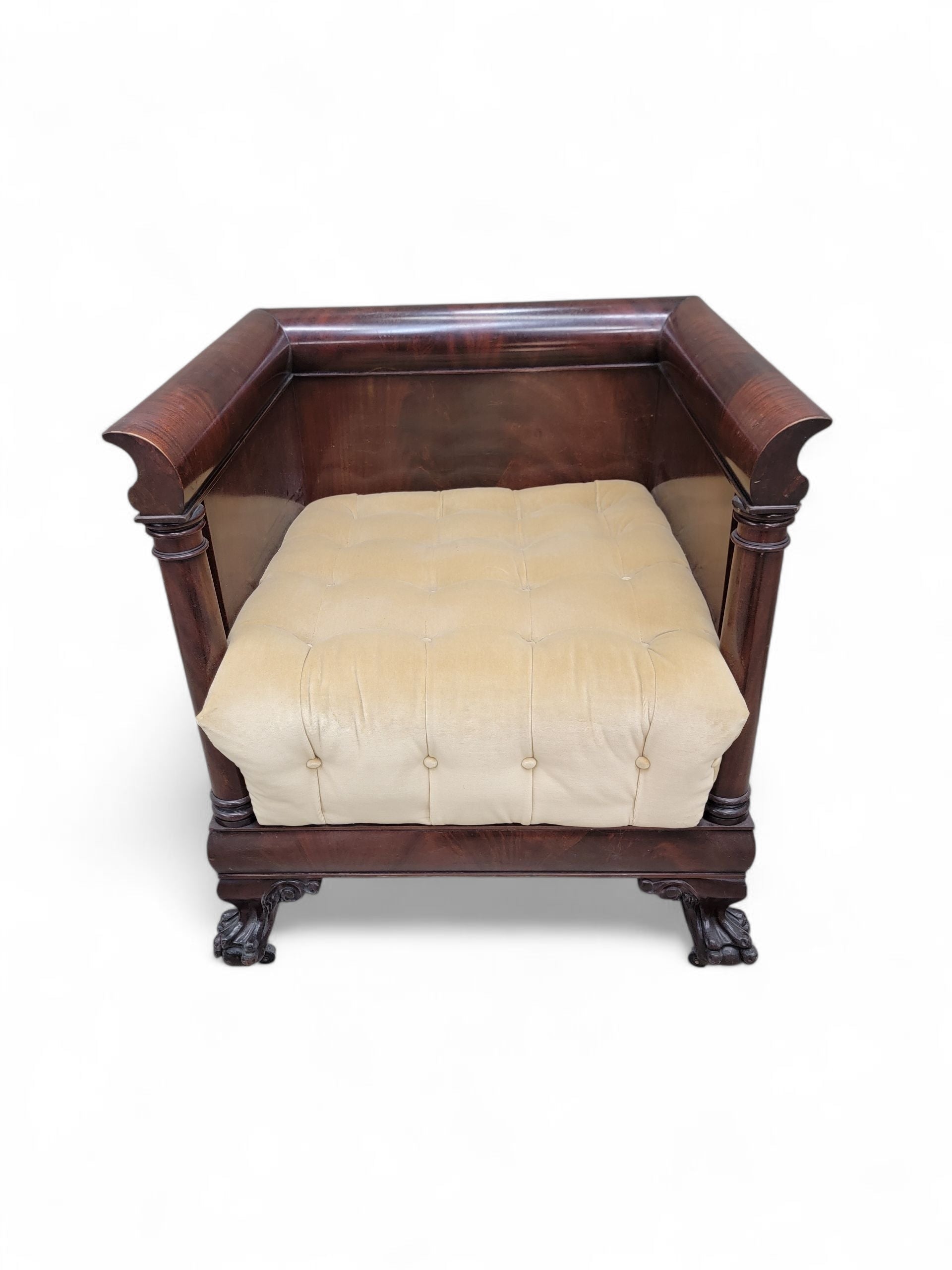 Antique English Colonial Mahogany Cube Chair