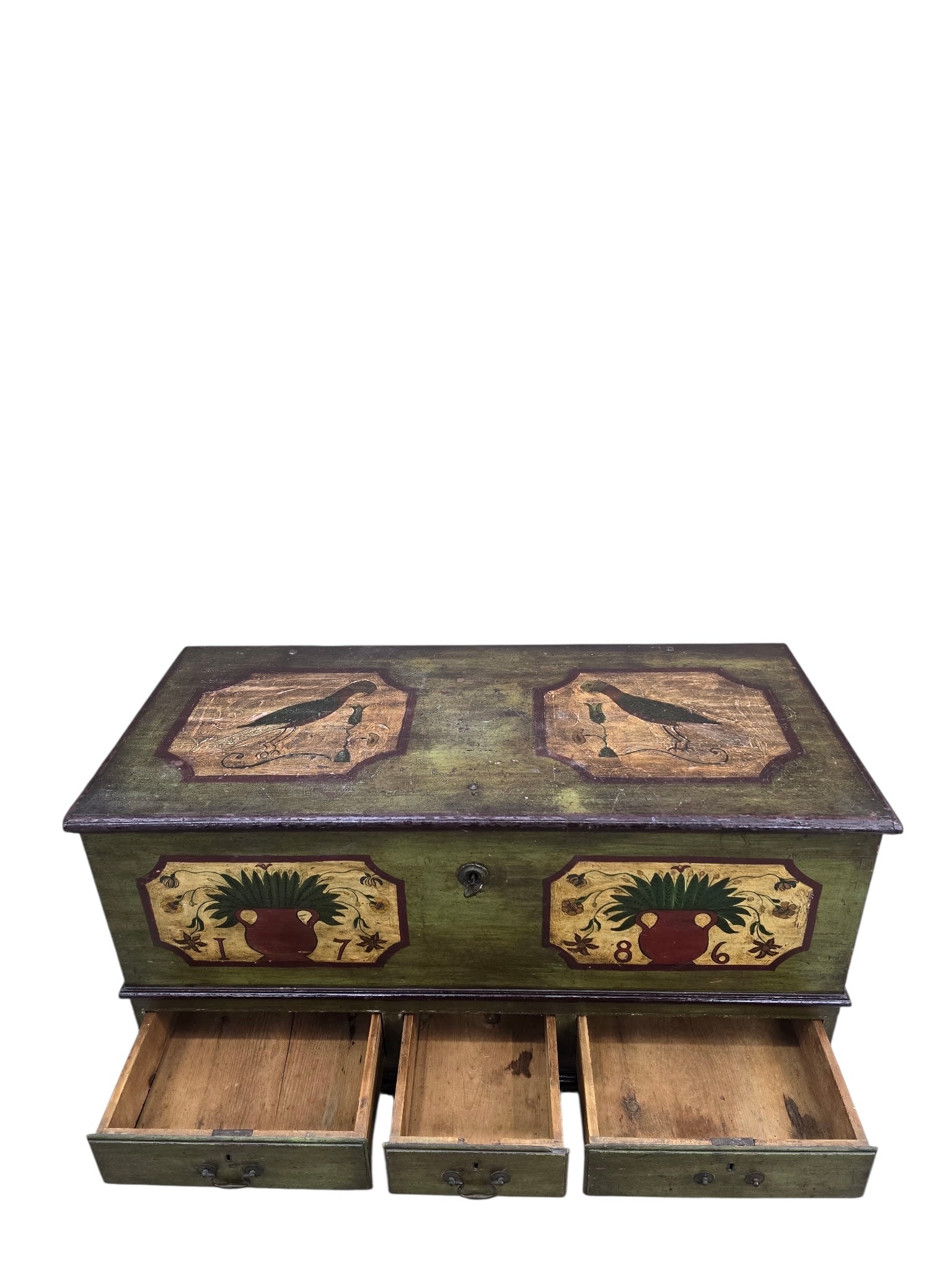 Antique Pennsylvania Dutch Folk Art Painted Blanket Chest / Hope Chest Dated 1786