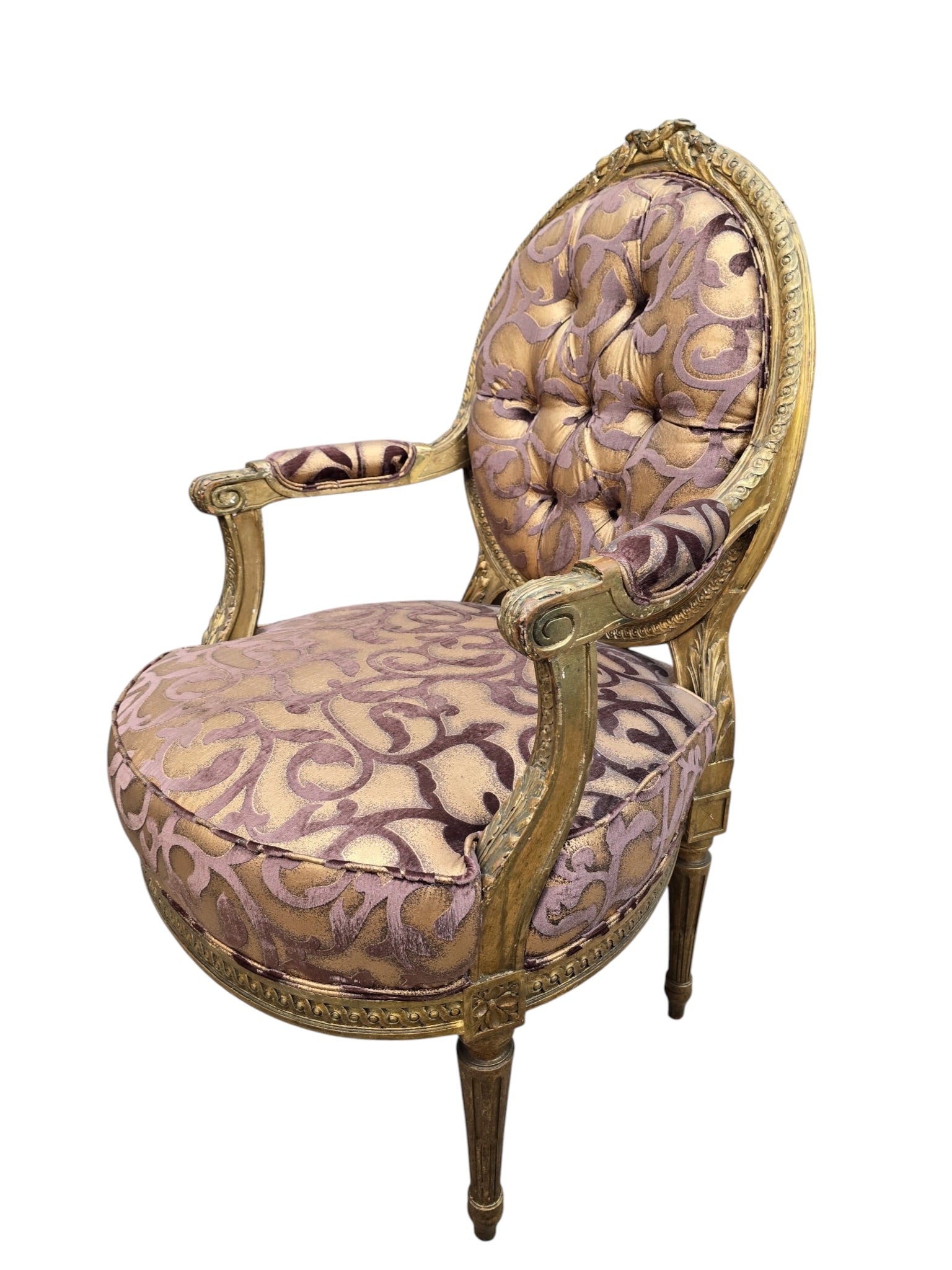 Antique French Louis XV Style Fauteuil Chairs Newly Reupholstered - Pair