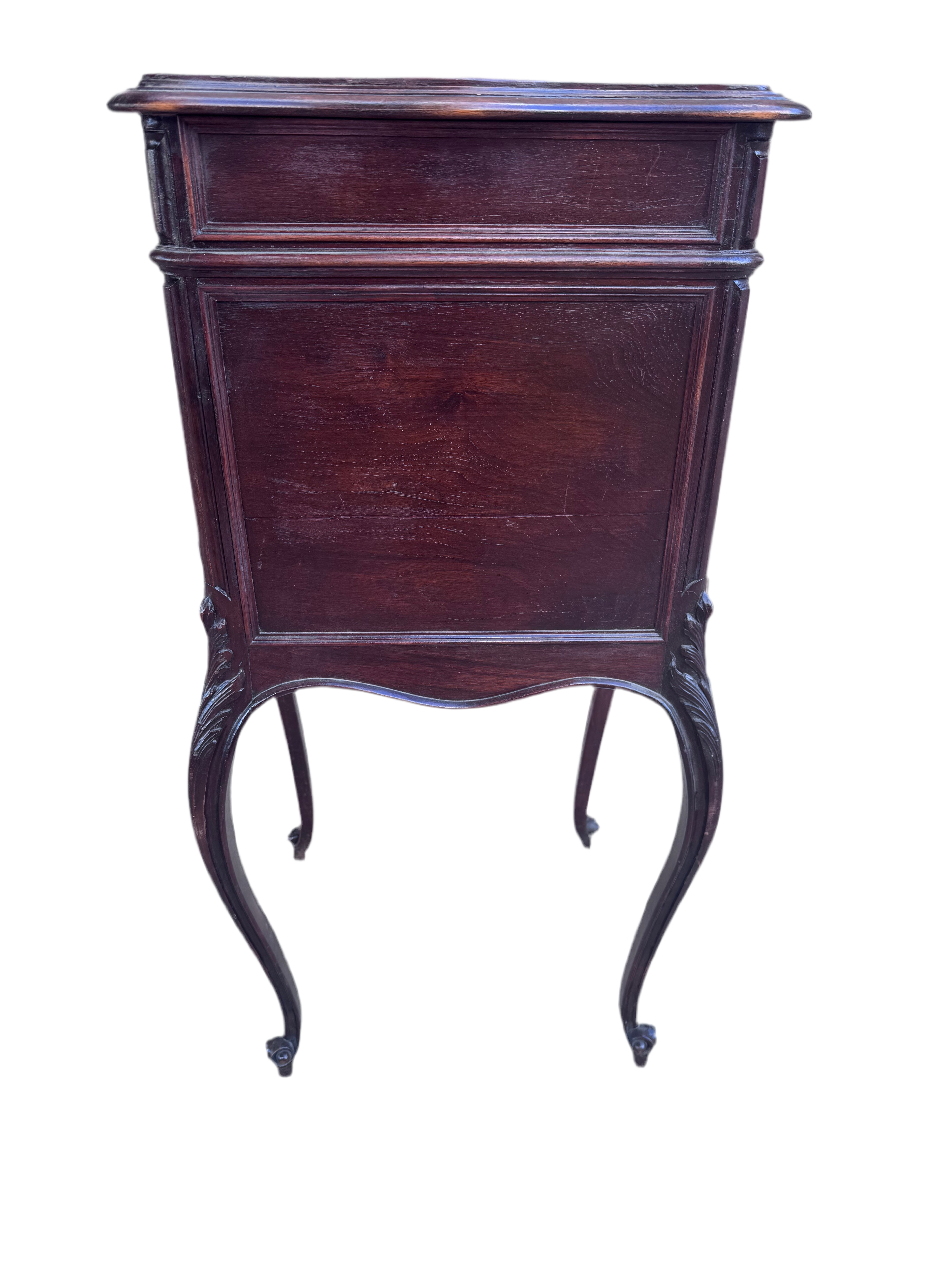 New - Antique French Louis XV Style Carved Marble Top Smoking Stand/ End Table