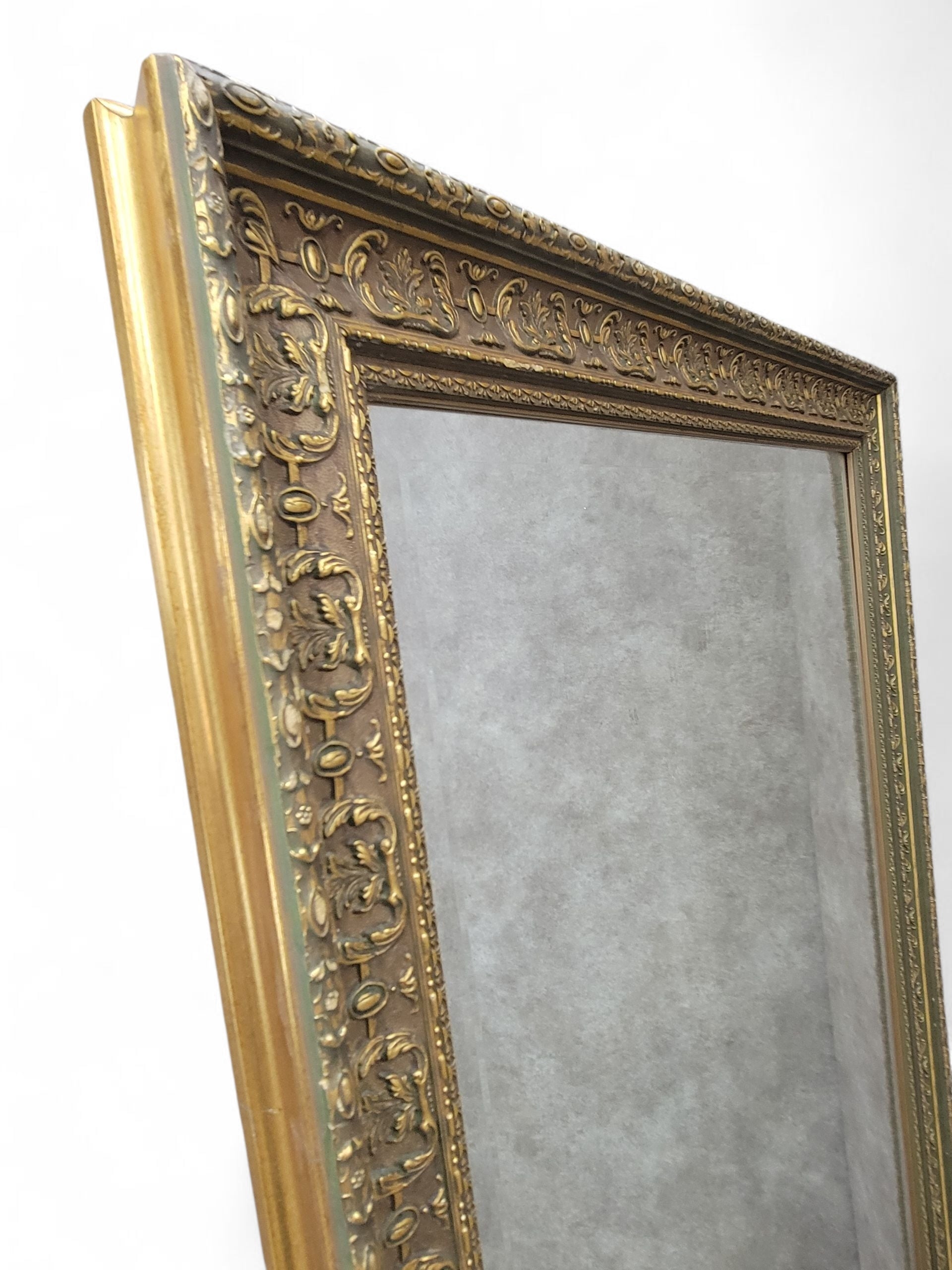 Antique French Carved & Gilded Frame Full Length Floor/Wall Beveled Mirror