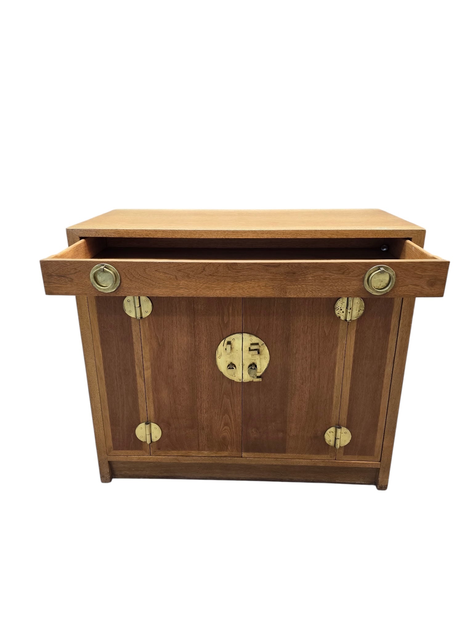 Vintage Chinese Elm Campaign-Style Cabinet