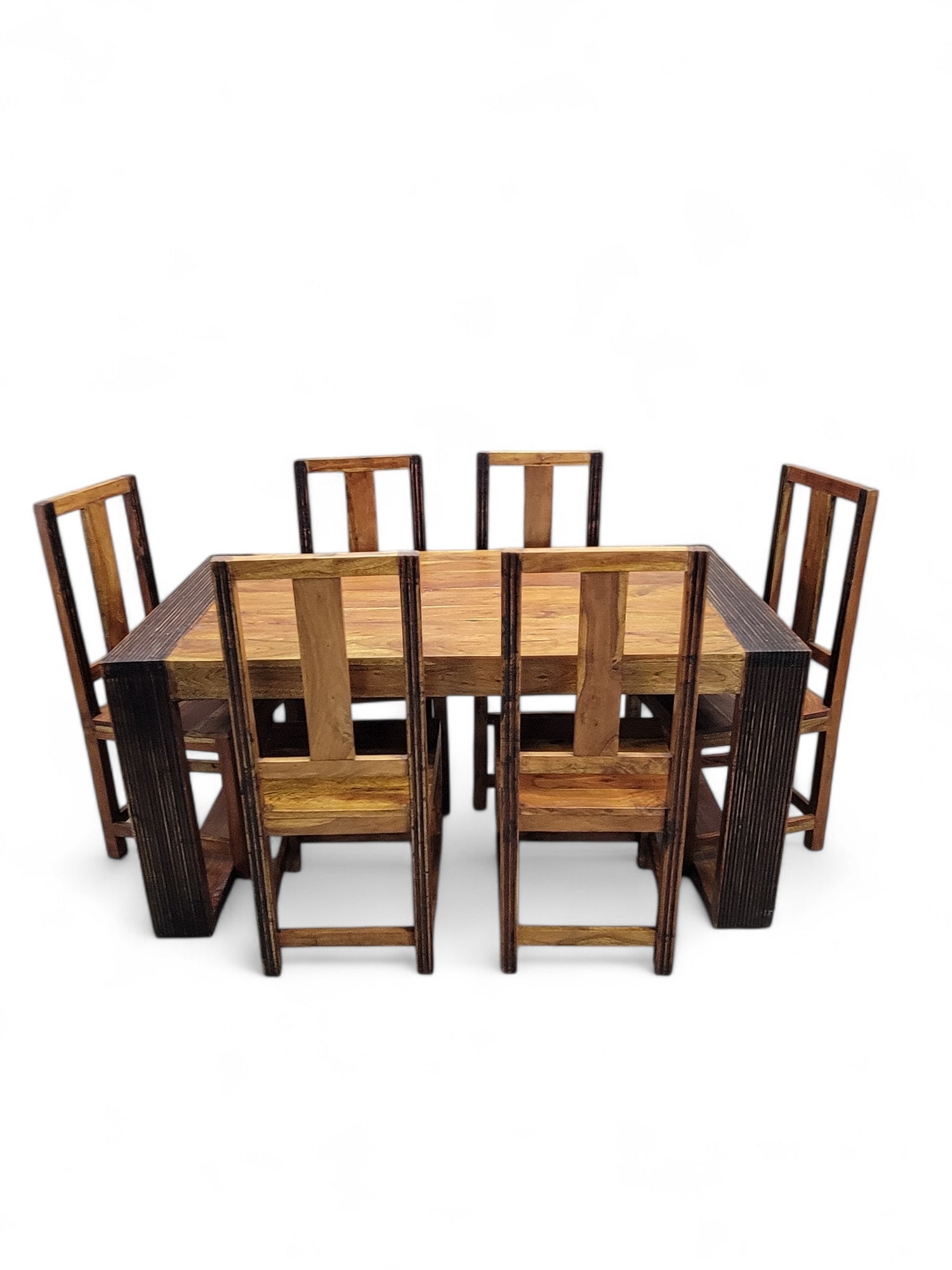 Vintage Rustic Reclaimed Barnwood Extending Dining Table and Chairs Set