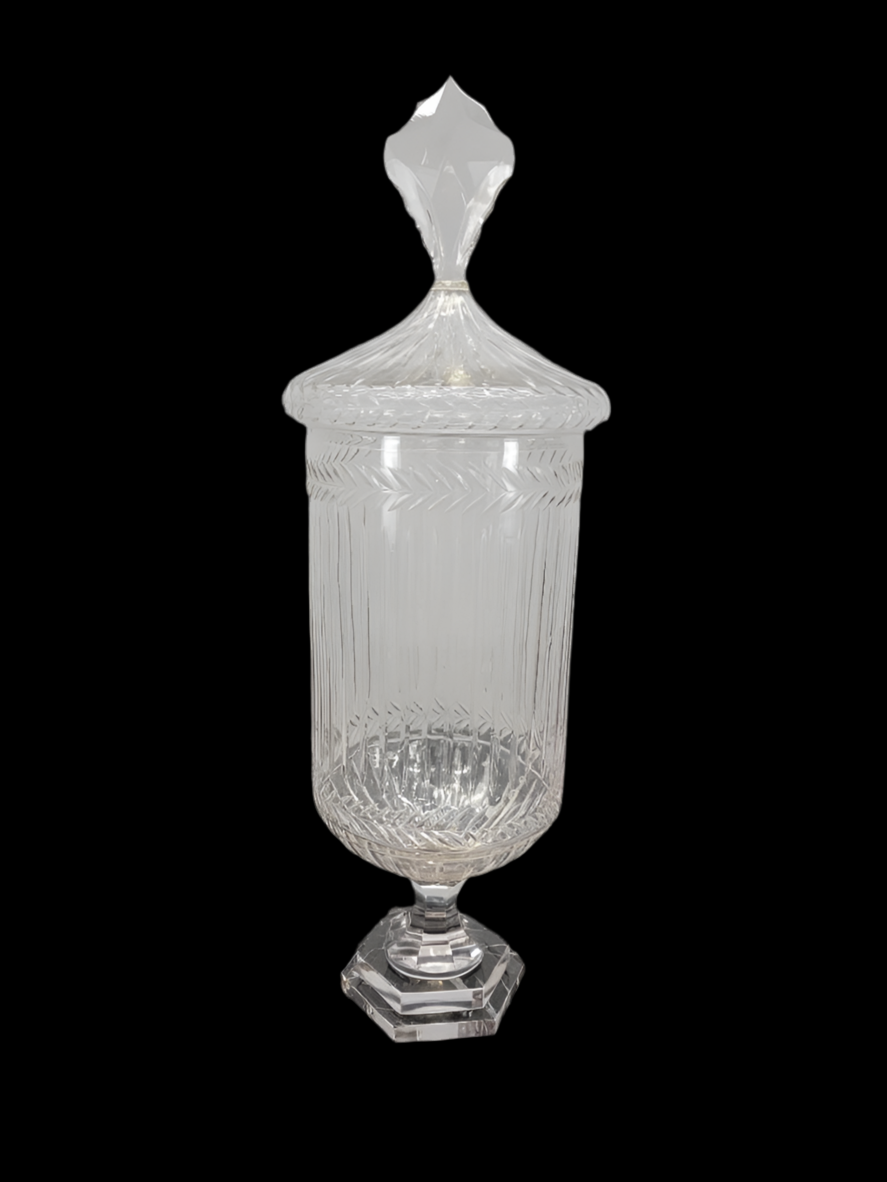 Antique Etched Glass Bonbonniere - Set of 3