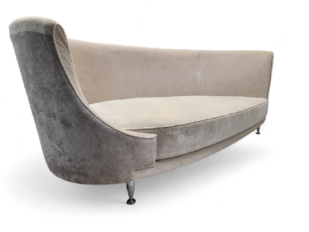Mid Century Modern Italian Moroso Newtone Drop Sofa Newly Upholstered In High End White Silk Velvet