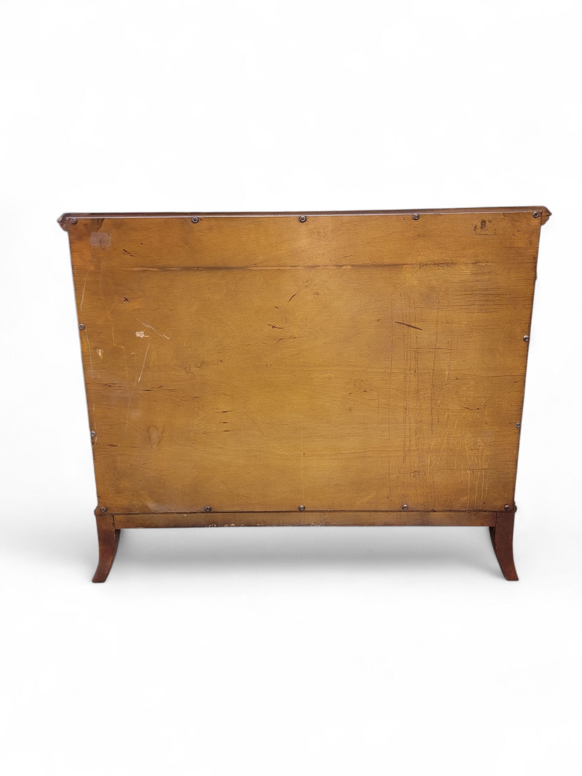 Antique French Neoclassical Style Hand Painted Satinwood Demilune Console Storage Cabinet