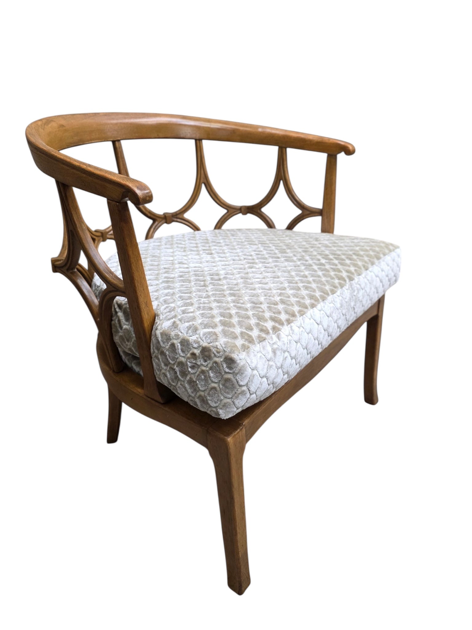 MCM William "Billy" Haines Fruitwood Spider/Barrel Back Lounge Newly Reupholstered