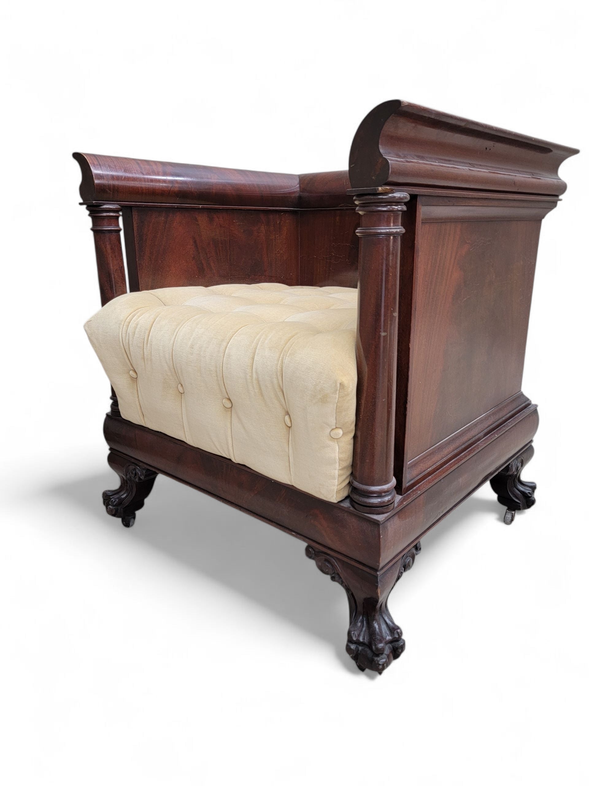 Antique English Colonial Mahogany Cube Chair