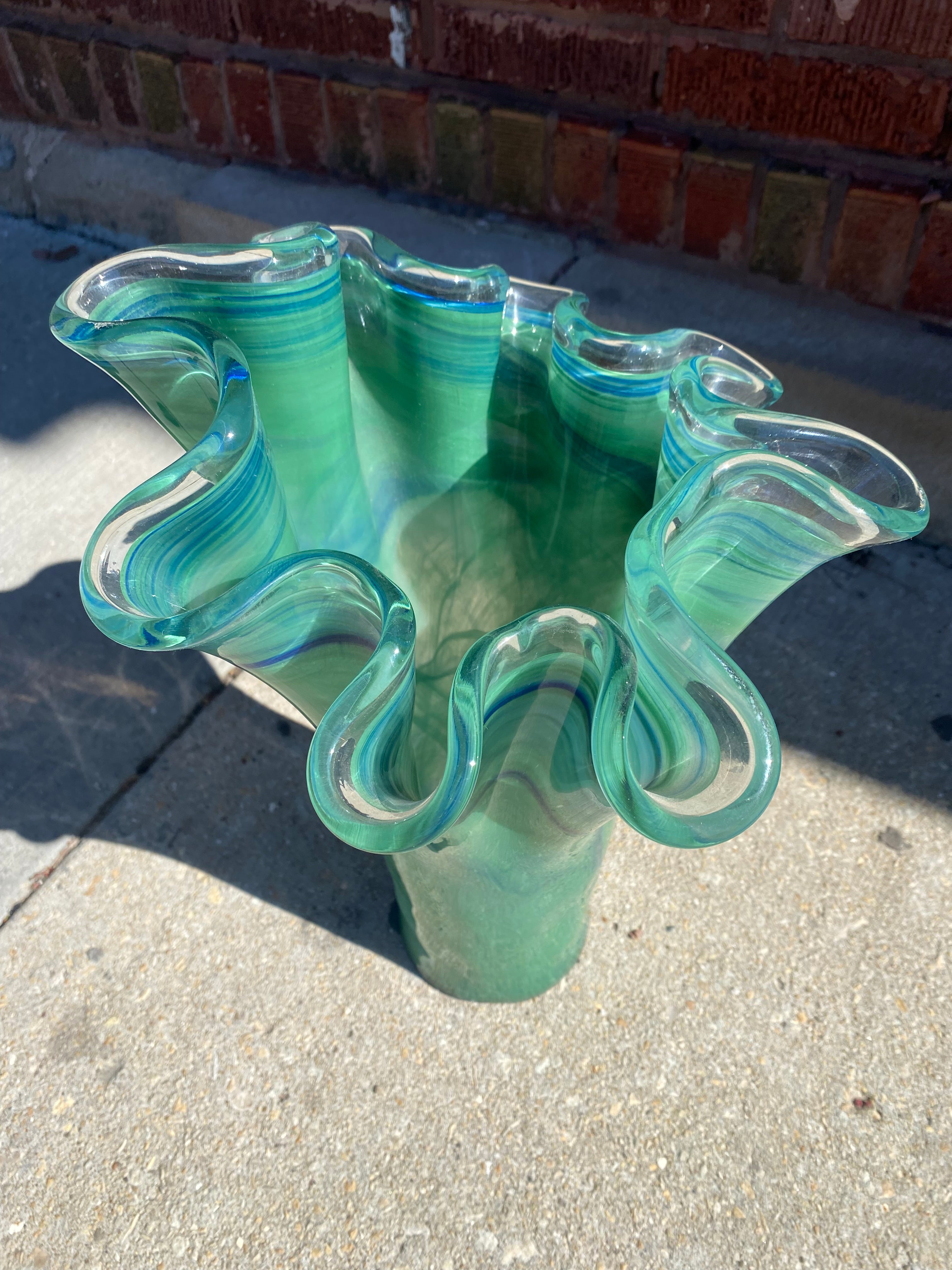 Vintage Italian Green Murano Glass Vase