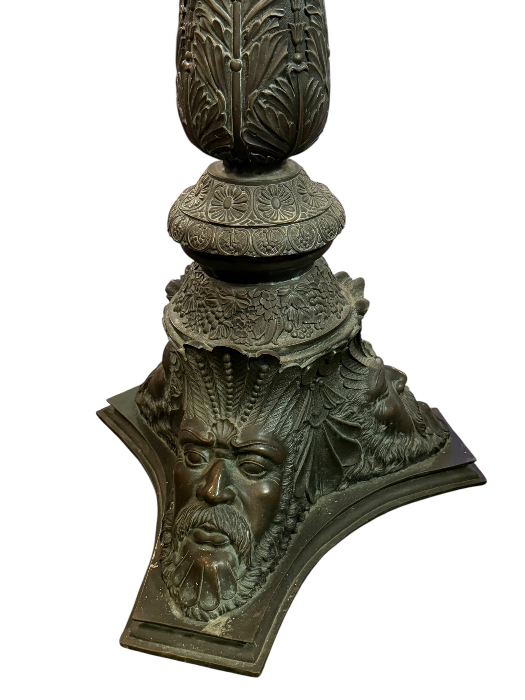 Antique Neoclassical Italian Bronze Torchiere Pedestal