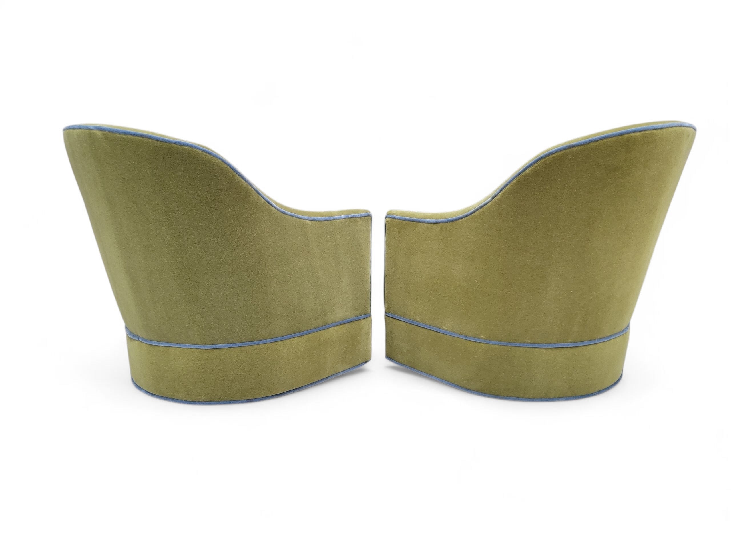 Mid Century Modern Harvey Probber Style Barrel Back Swivel Club Chairs Newly Reupholstered - Set of 4