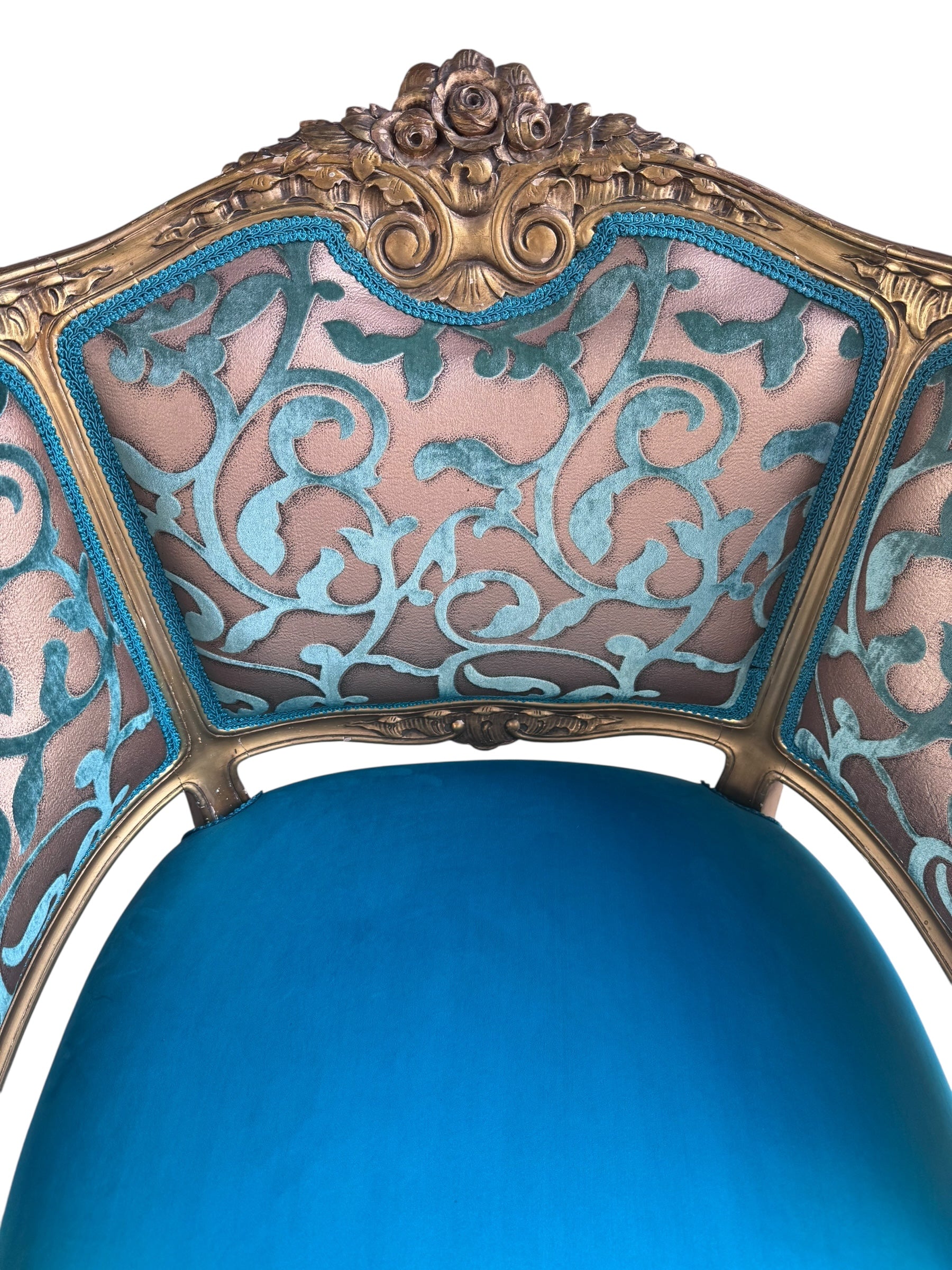 Antique French Louis XV Style Carved Bergere Giltwood Chairs - Pair