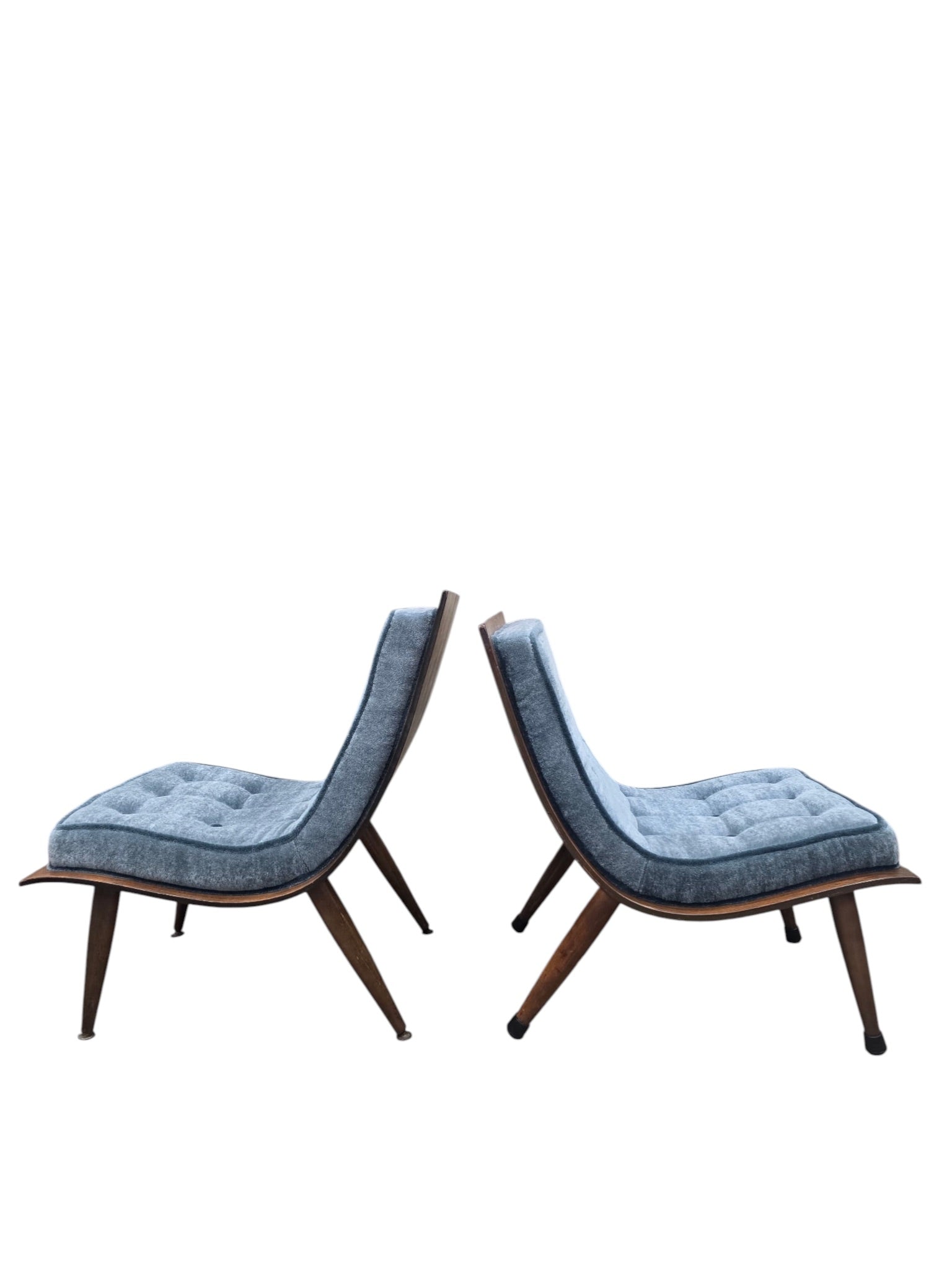 MCM Bentwood Scoop Chairs by Carter Brothers Newly Reupholstered - Set of 2