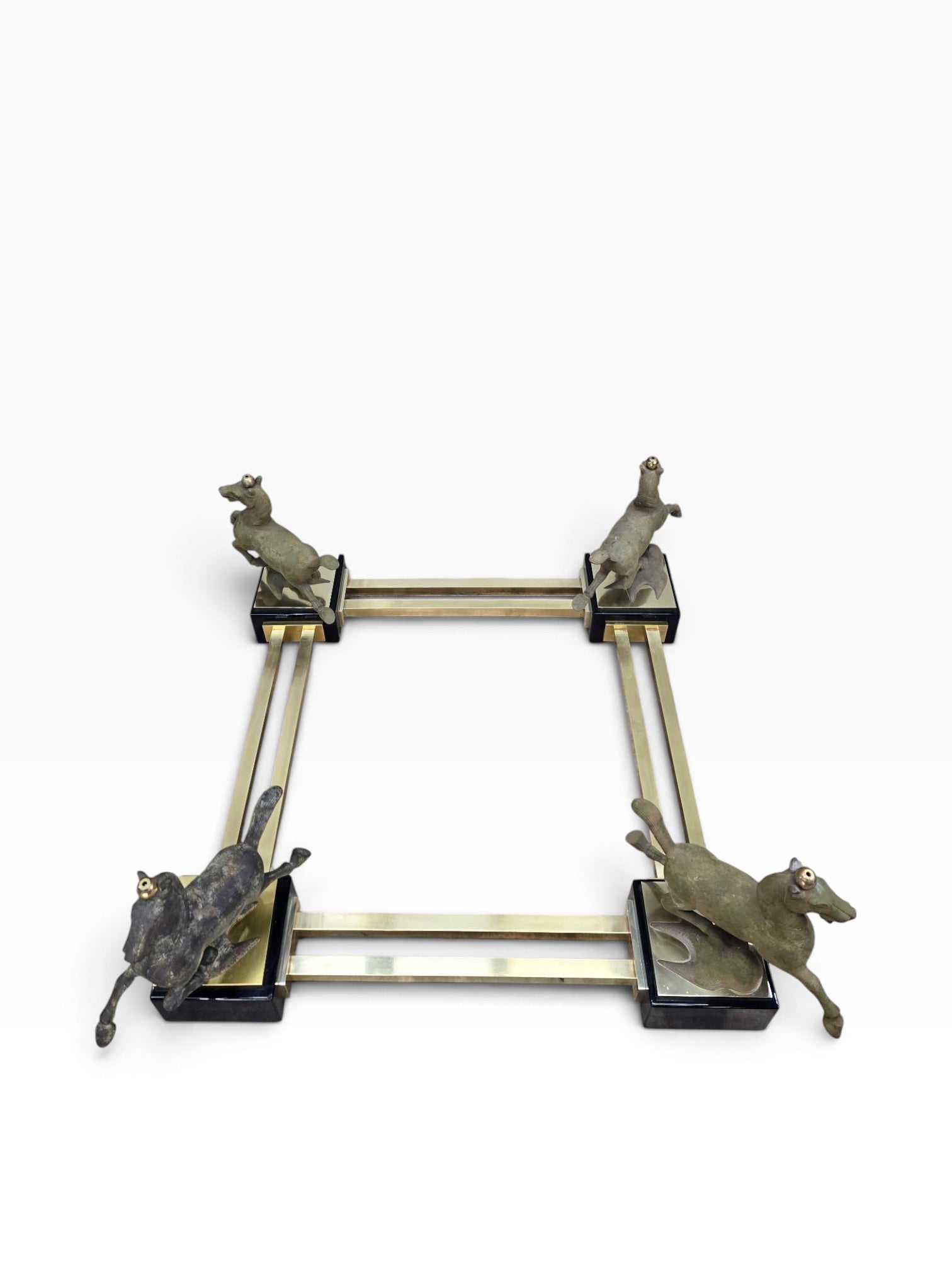 Maison Charles–Style Flying Horse of Gansu Glass-Top Cocktail Table