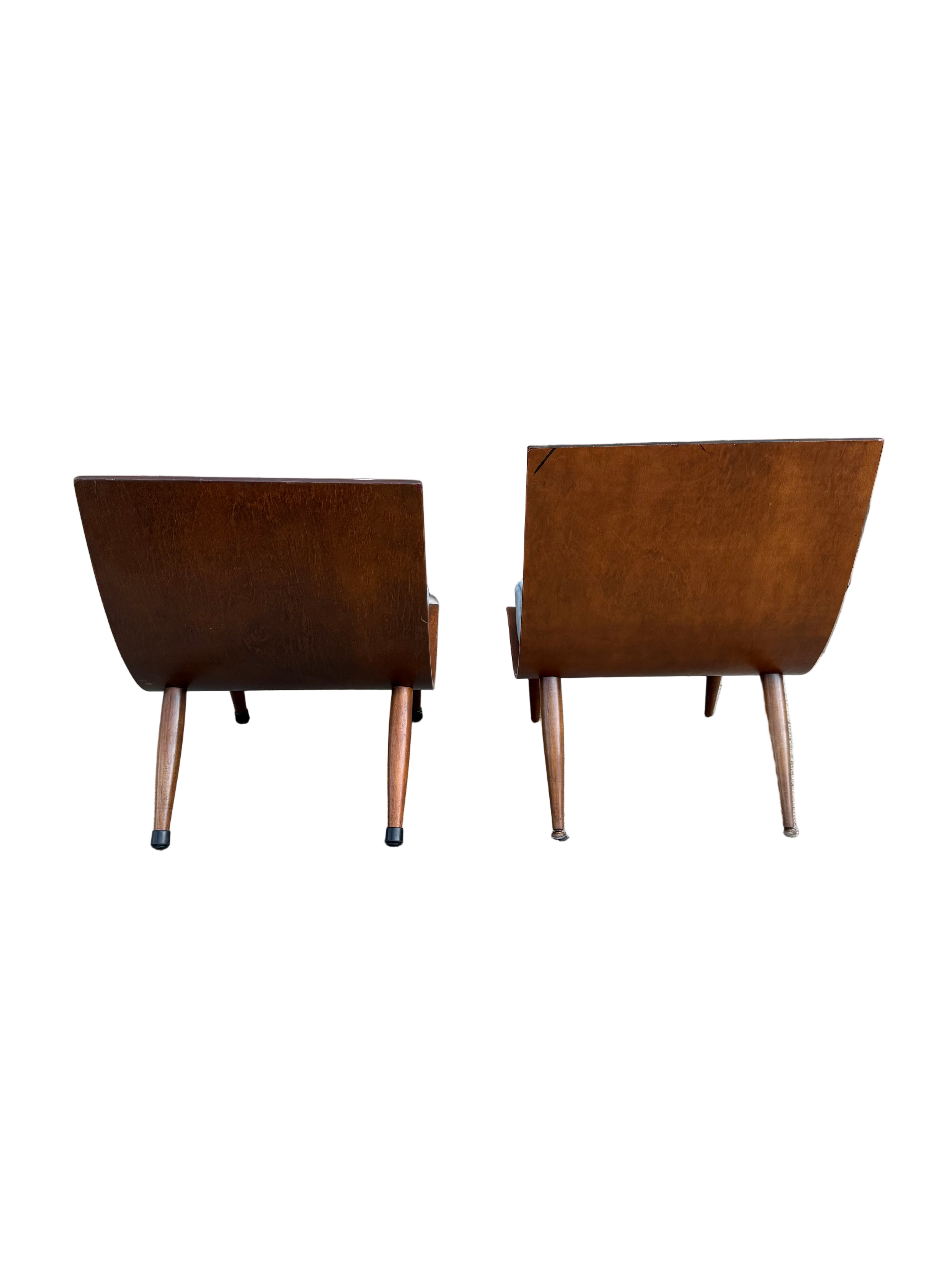Mid Century Modern Bentwood Scoop Chairs by Carter Brothers Newly Reupholstered Mohair - Set of 2