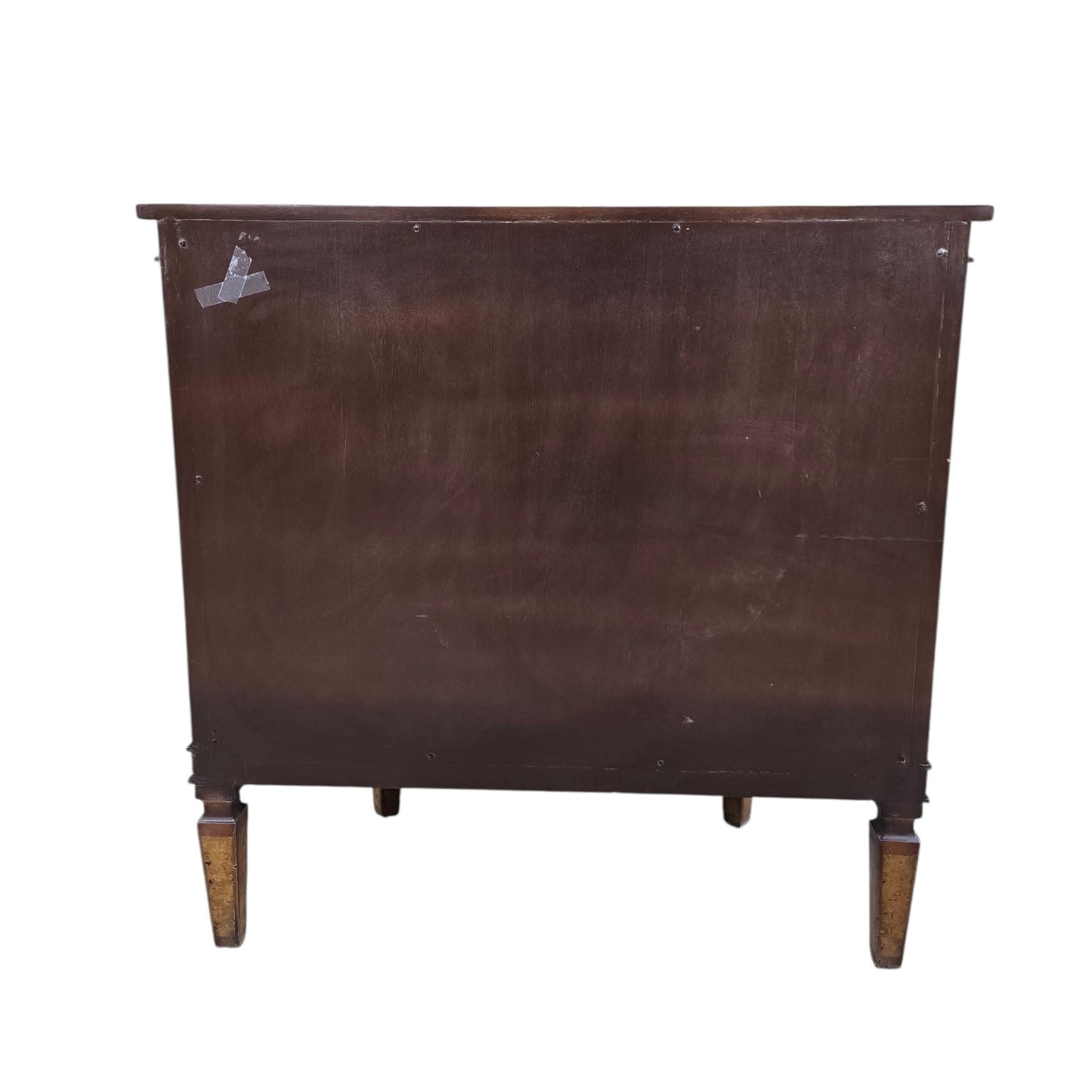 Vintage Neoclassical Regency Style Walnut Burl Demilune Cabinet