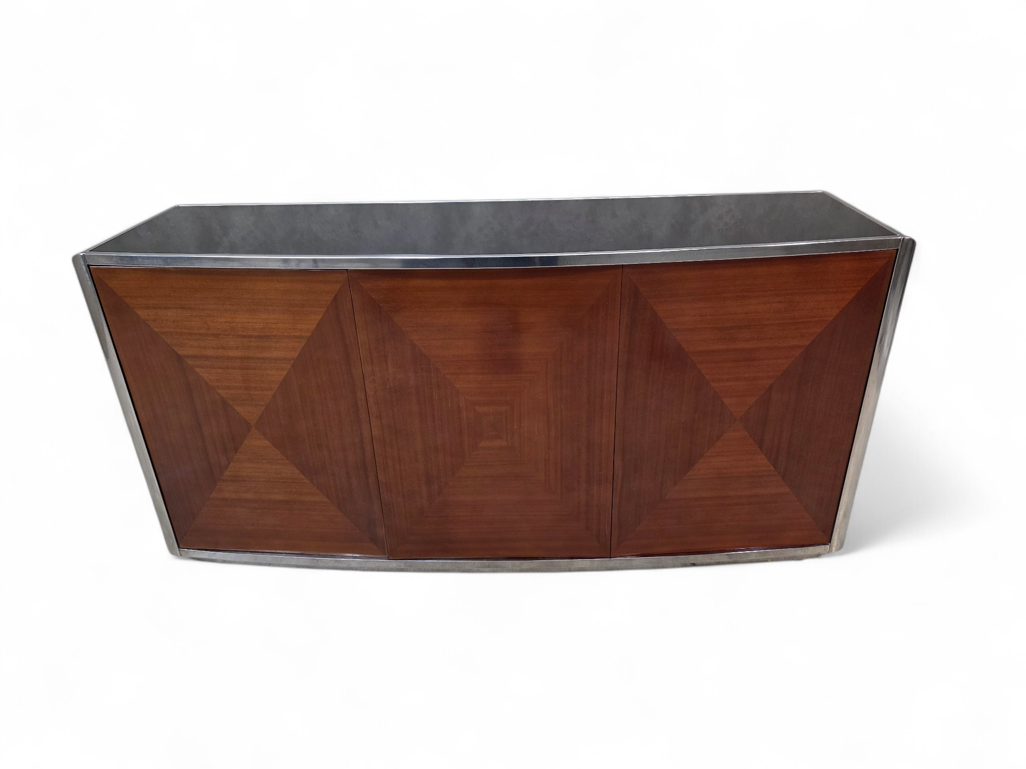 Italian Postmodern Credenza with Book-Matched Wood Doors