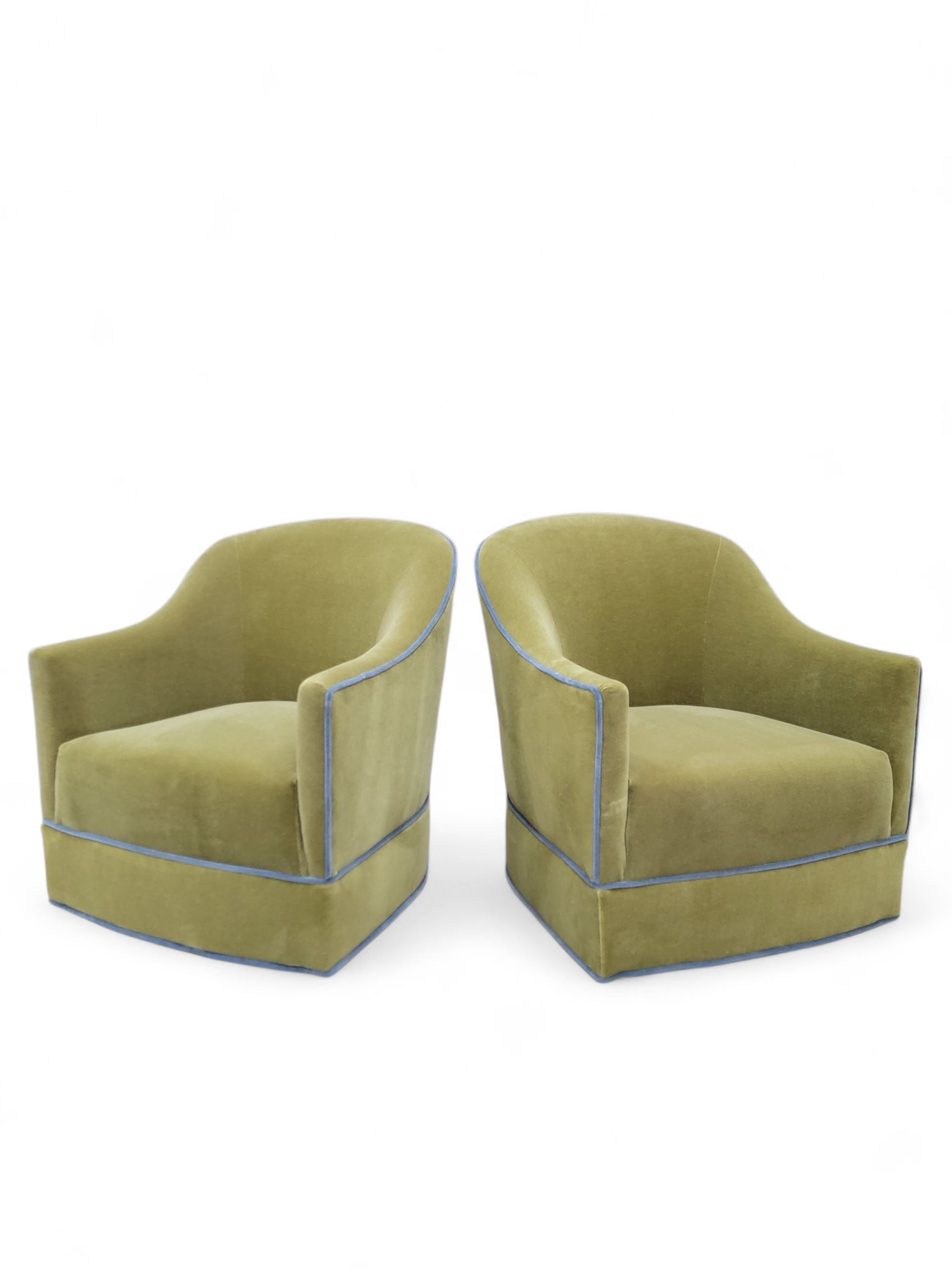 Mid Century Modern Harvey Probber Style Barrel Back Swivel Club Chairs Newly Reupholstered - Set of 4